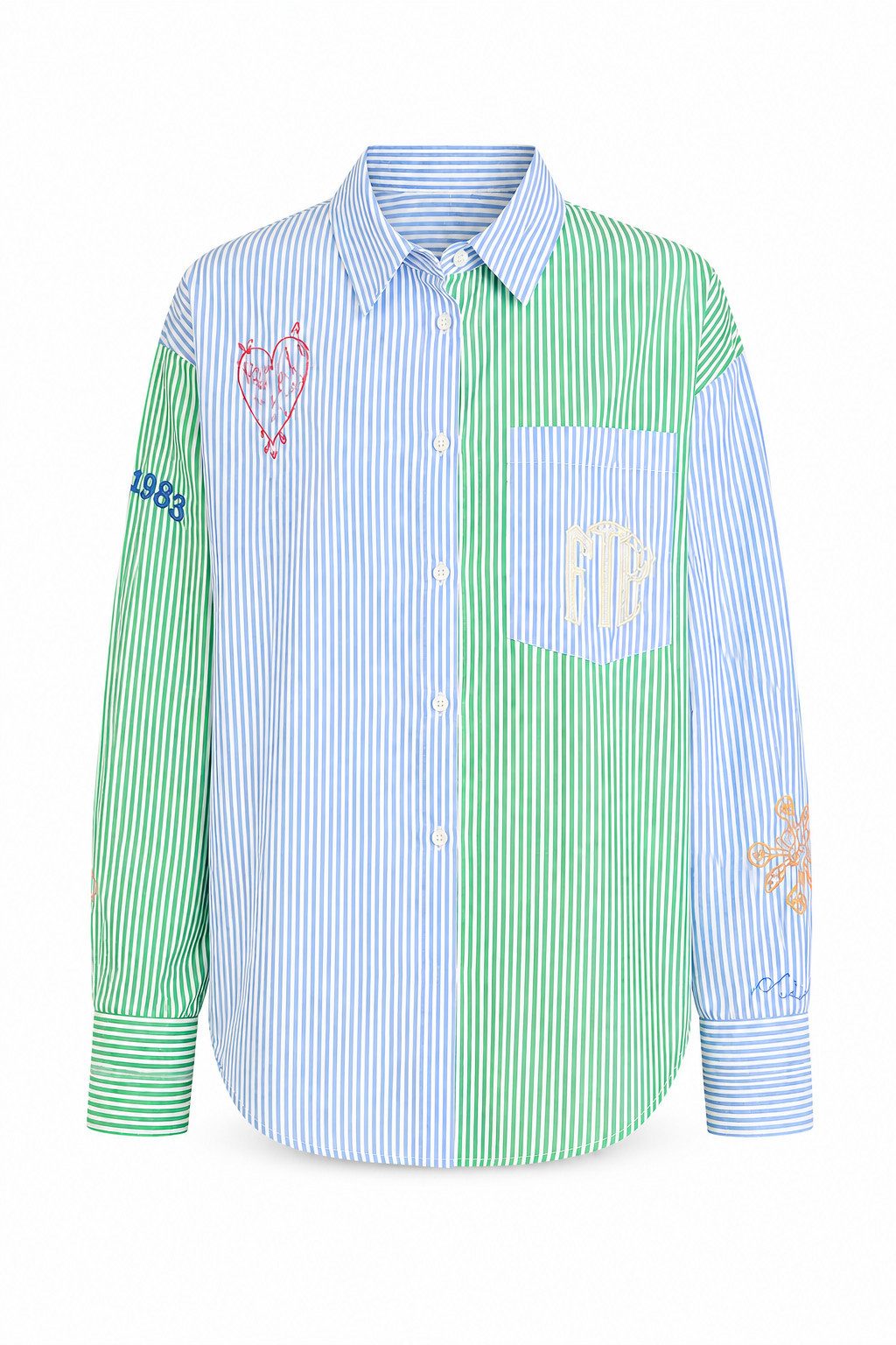 Freeman T. Porter Hemdbluse Cholina Vibe Bluse - Patchwork Hemdbluse mit Streifen - Bluse Damen