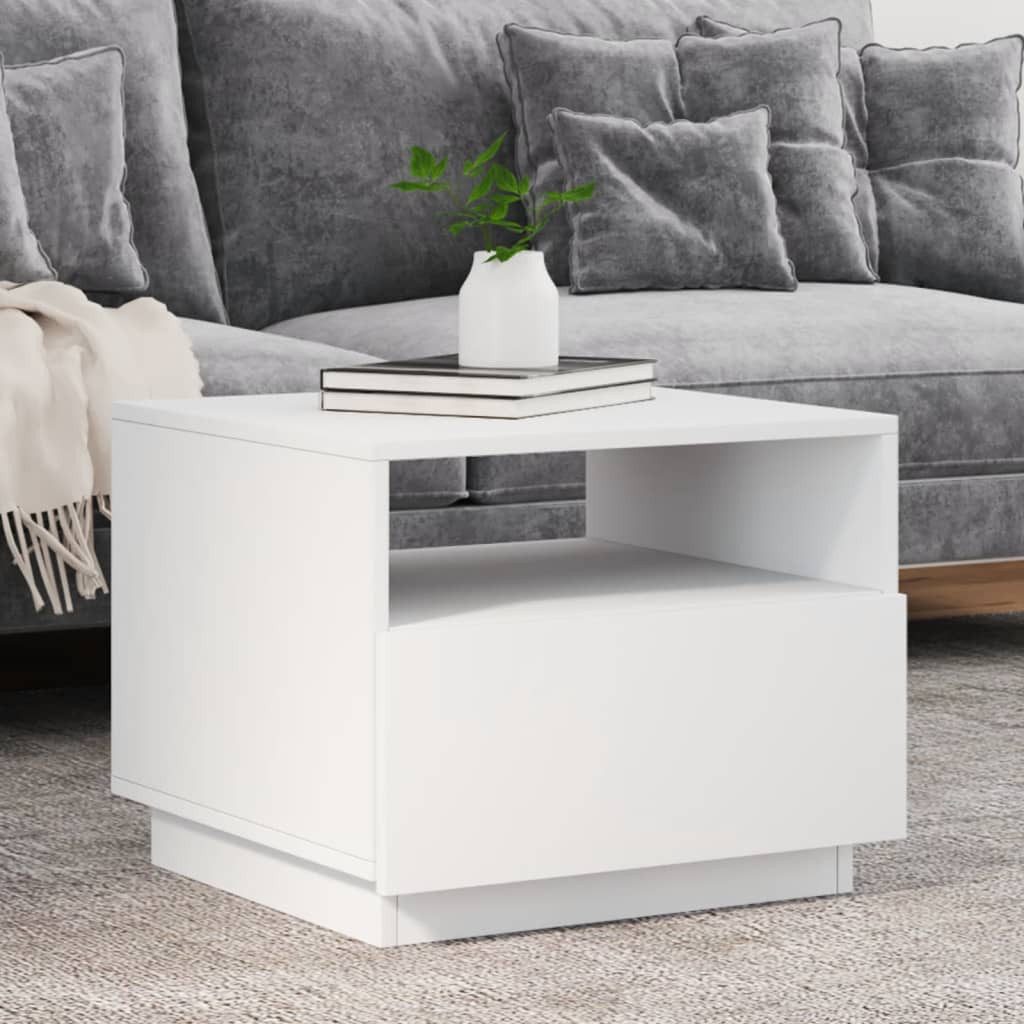 vidaXL Ablagetisch, Couchtisch mit LED-Leuchten Weiß günstig online kaufen