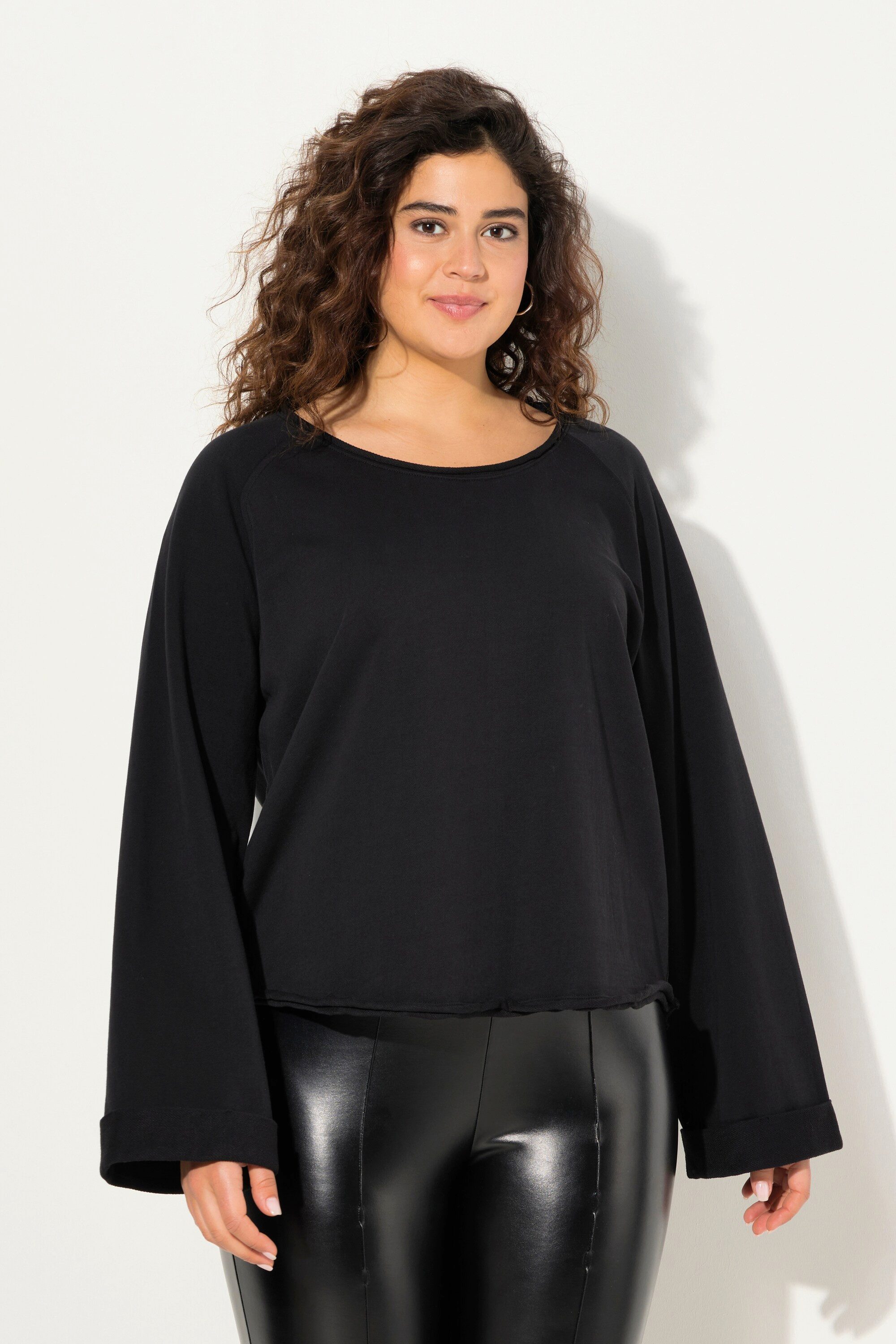 Ulla Popken Sweatshirt Sweatshirt Rollkanten Rundhals günstig online kaufen