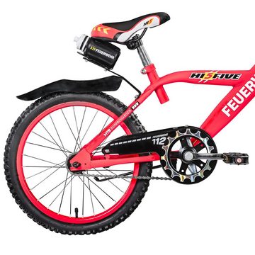 Hi5 Kinderfahrrad Feuerwehr, 1 Gang, ohne Schaltung, Kinderfahrrad ab 5 Jahre Mädchen Jungen Fahrrad 115 - 130 cm Kinder