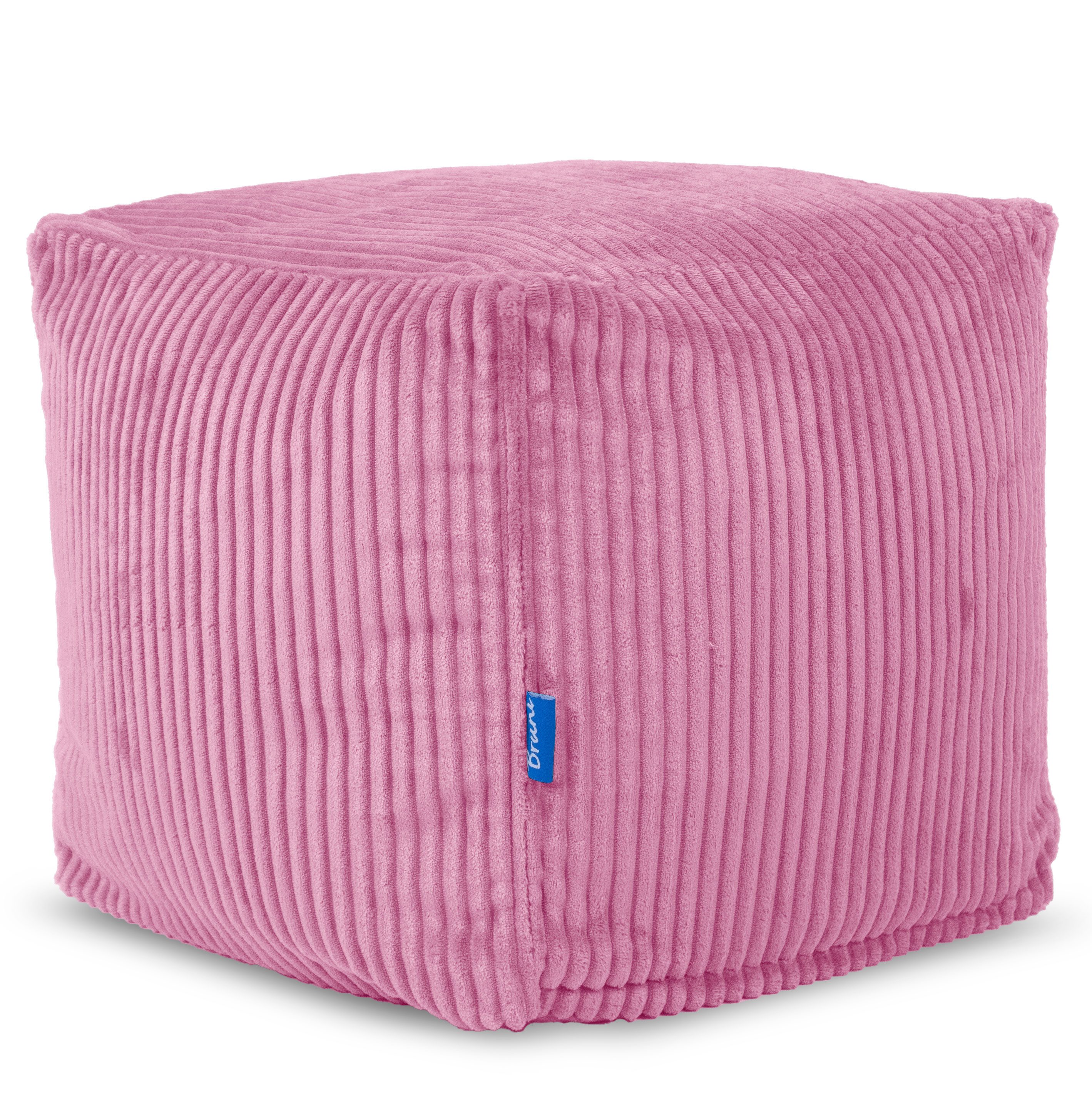 Bruni Sitzwürfel Cubo Cord - 40x40x40 cm, Sitz- und Fußhocker, in Deutschland gefertigt, als Hocker & Ablage, samtweich, kompakt, abnehmbarer Bezug