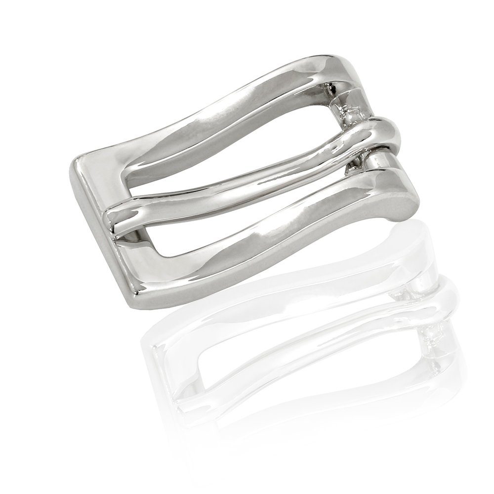 FREDERIC HERMANO Gürtelschnalle 10mm Metall Silber - Buckle Wave - 324407500020 Metall glänzend poliert klassisch halbrunde Schließe
