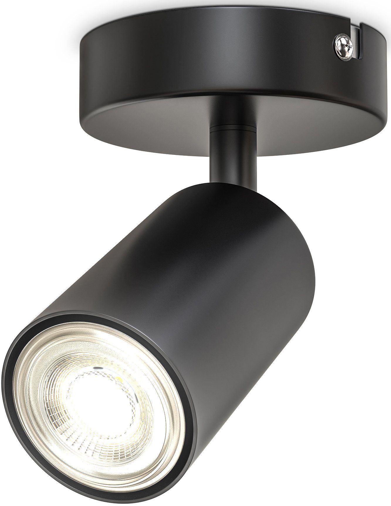 B.K.Licht Deckenspots BK_DS1445 Spotlampe, Schwenkbar, Drehbar, GU10, Schwarz, ohne Leuchtmittel, 1-Flammig, ohne Leuchtmittel (max. 5W), Deckenlampe | Deckenstrahler