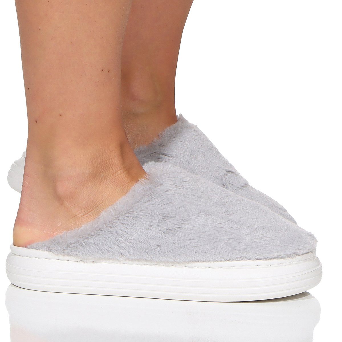 CLEO STYLE Damen hausschuhe 609 36-37 Hellgrau Hausschuh