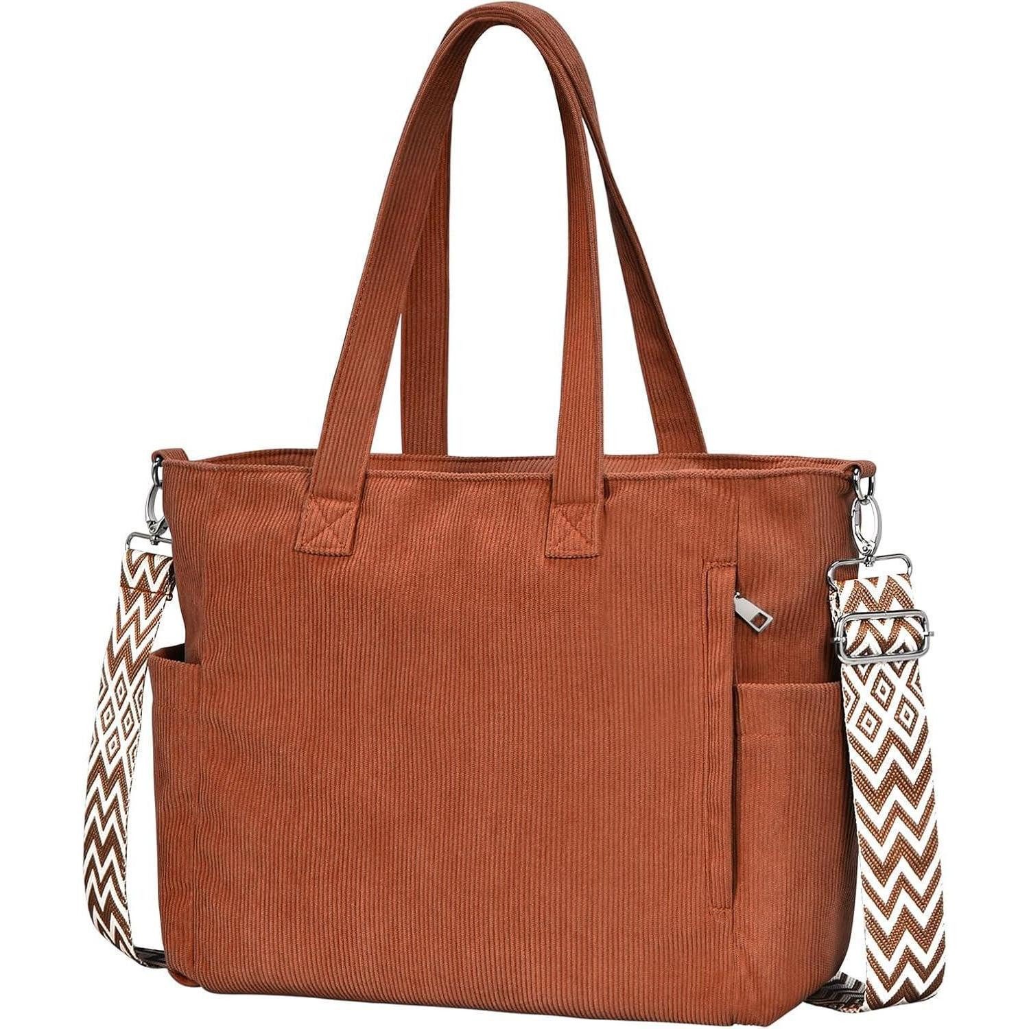 oscaurt Umhängetasche Cord Tote Bag Damen Umhängetasche Verstellbarer Schultergurt