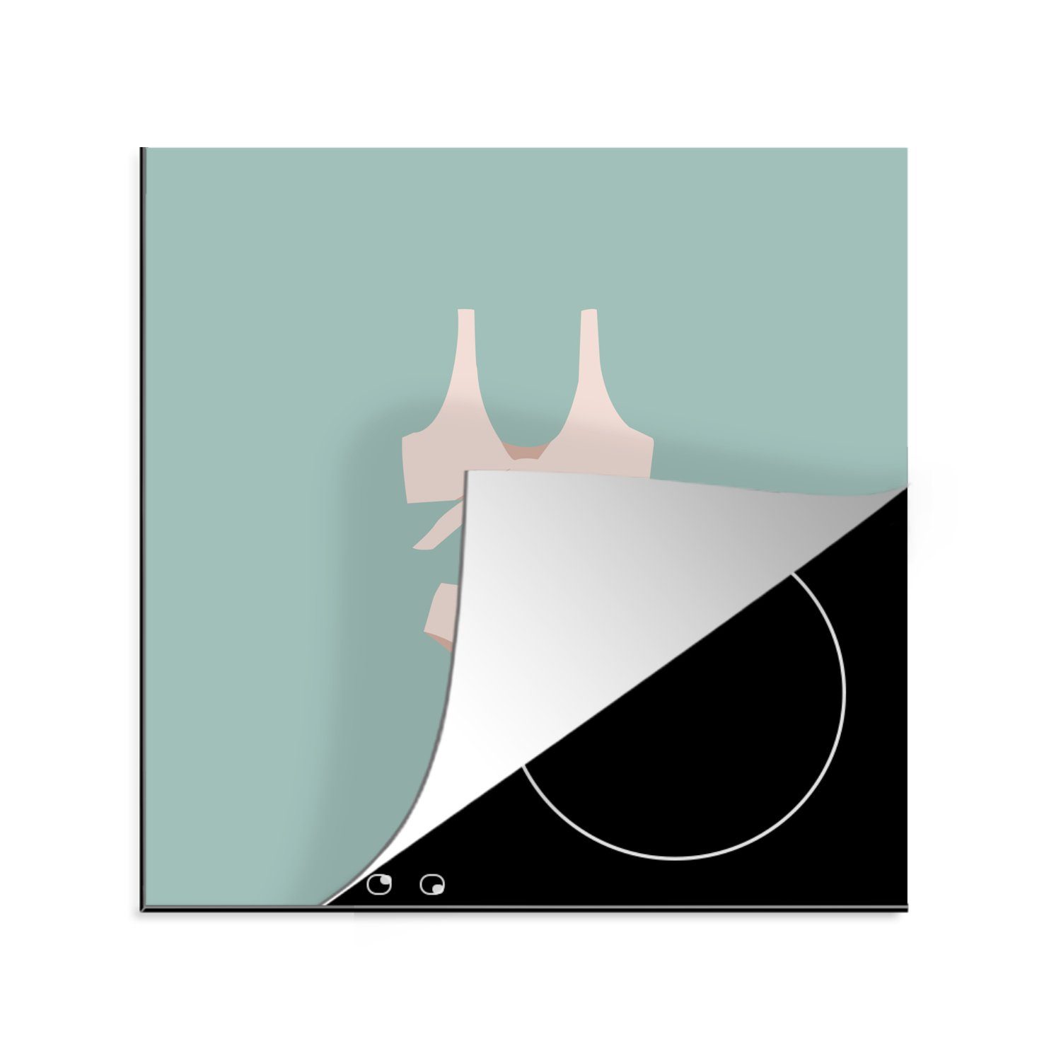 MuchoWow Herdblende-/Abdeckplatte Sommer - Bikini - Pastell, Vinyl, (1 tlg), 78x78 cm, Ceranfeldabdeckung, Arbeitsplatte für küche