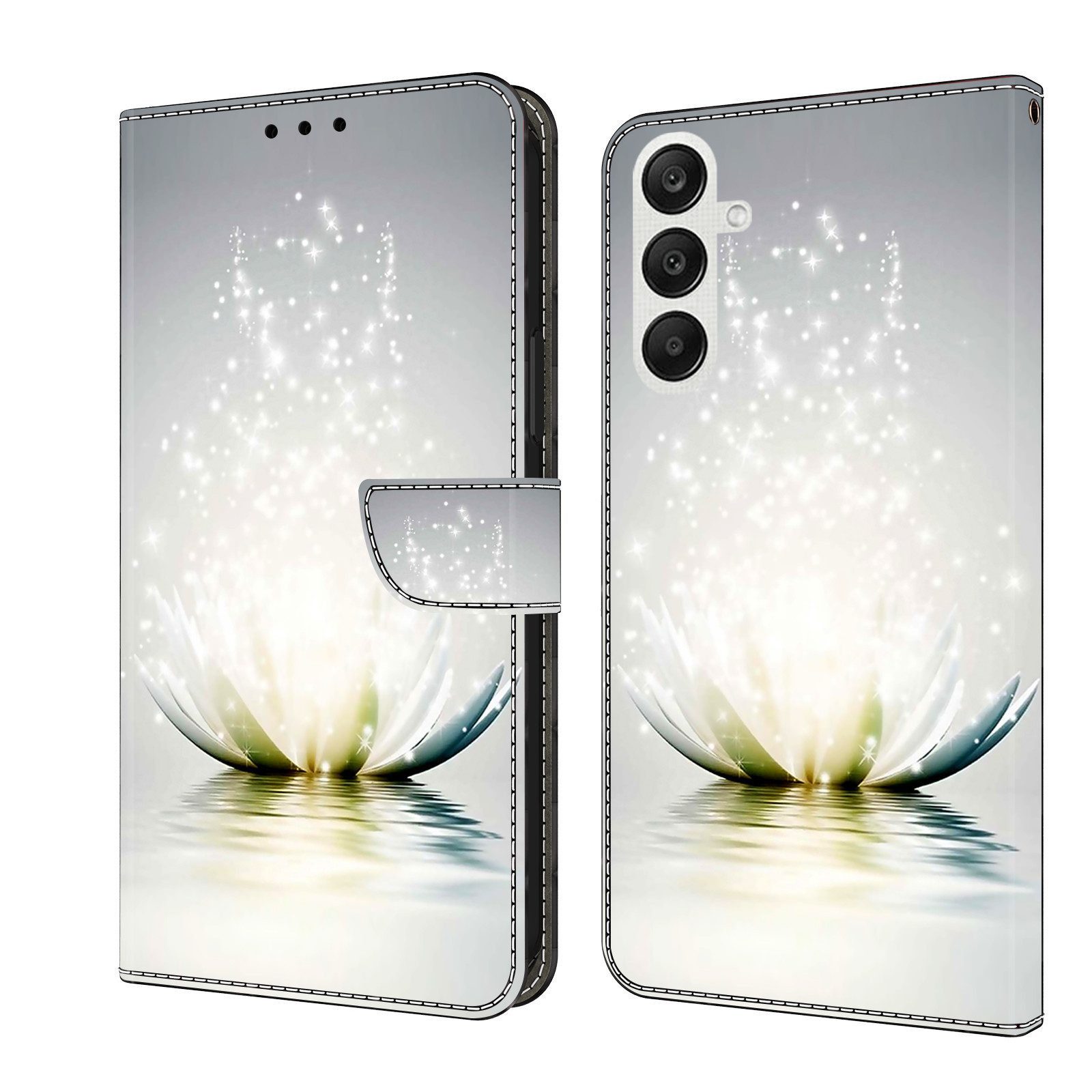 CLM-Tech Handytasche für Samsung Galaxy A37 5G Hülle aus PU Leder Klapphülle (Lotus Lampe, 1-tlg., Flip Case), Magnetverschluss, Standfunktion und Kartenfächer