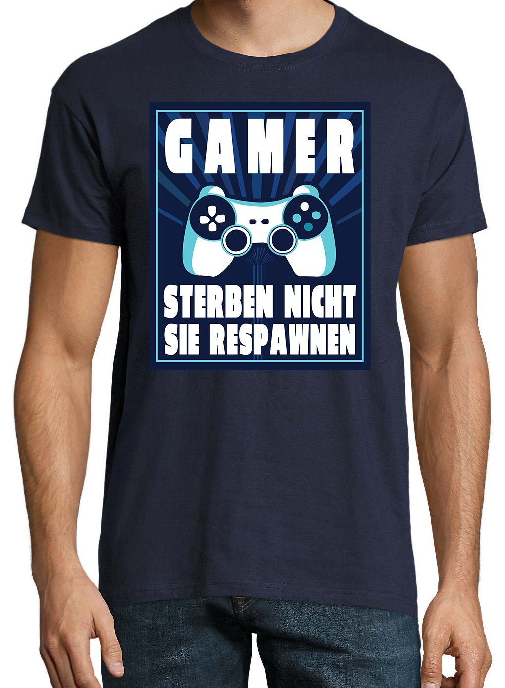 Youth Designz T-Shirt lustigem Herren "Gamer Sie Respawnen" Navy Sterben Nicht, T-Shirt Spruch mit