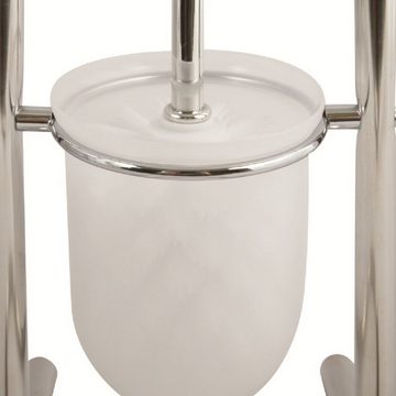 MSV Toilettenpapierhalter WC Standgarnitur 2in1, Kombiniertes Badezimmer Standelement aus Toilettenbürste und Rollenhalter, herausnehmbarer Innenbehälter, verchromt, silber glänzend, 30x16x83 cm