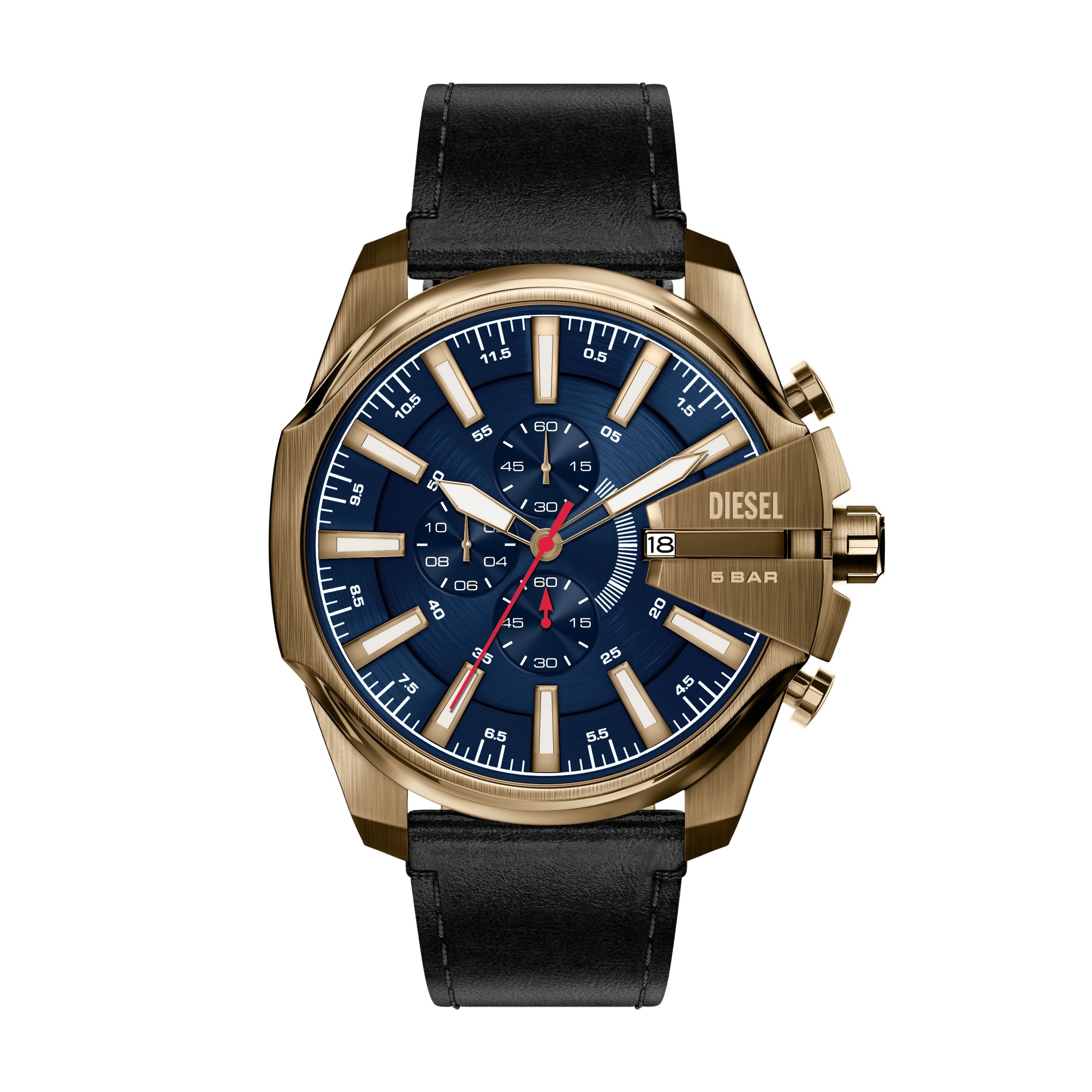 Diesel Chronograph Mega Chief Slim DZ4732, Quarzuhr, Armbanduhr, Lederarmband, analog