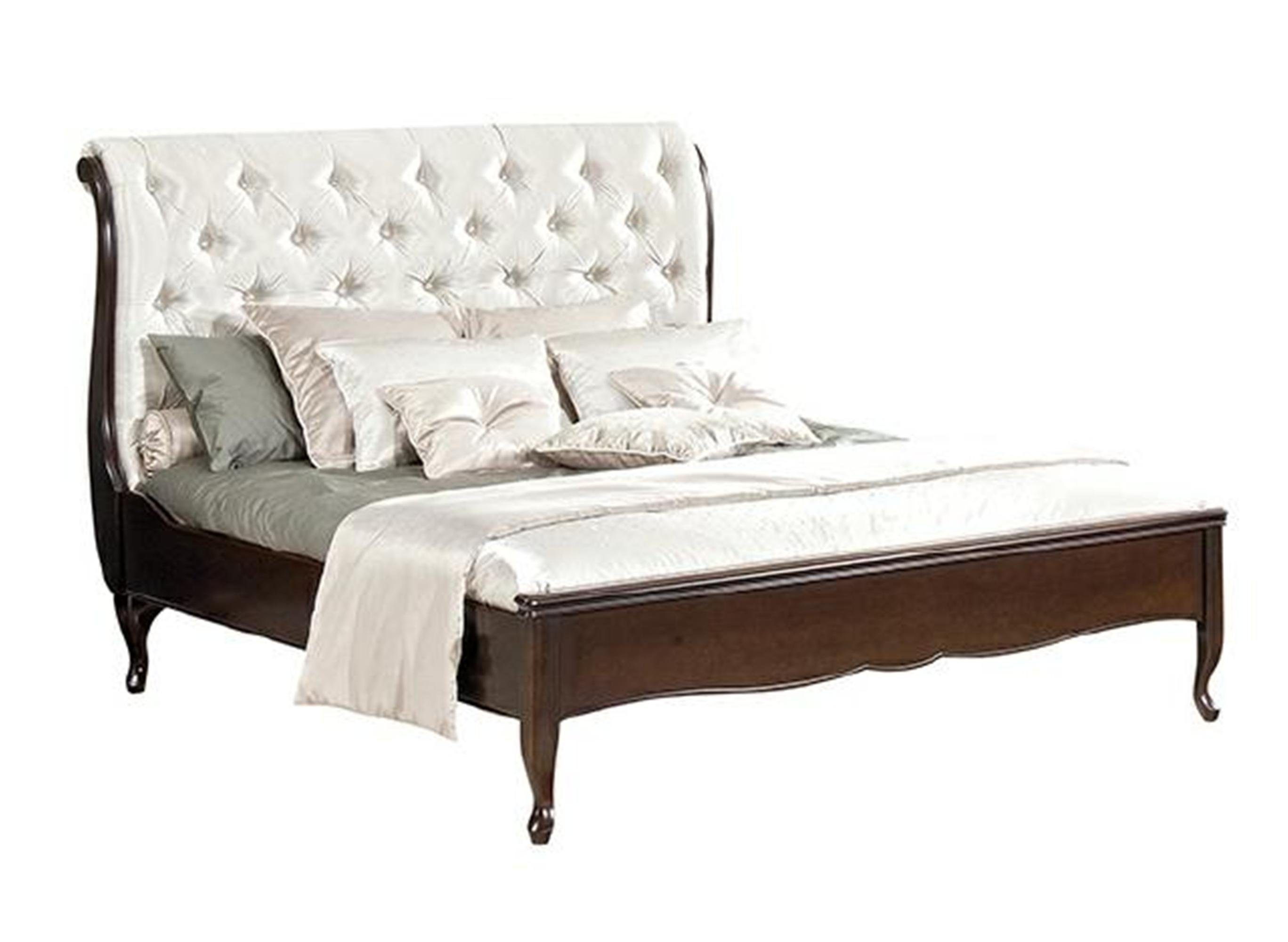 Italienische Möbel JVmoebel Weiß/Braun Doppelbett Bett, Bett Chesterfield Betten Ehebett Holz