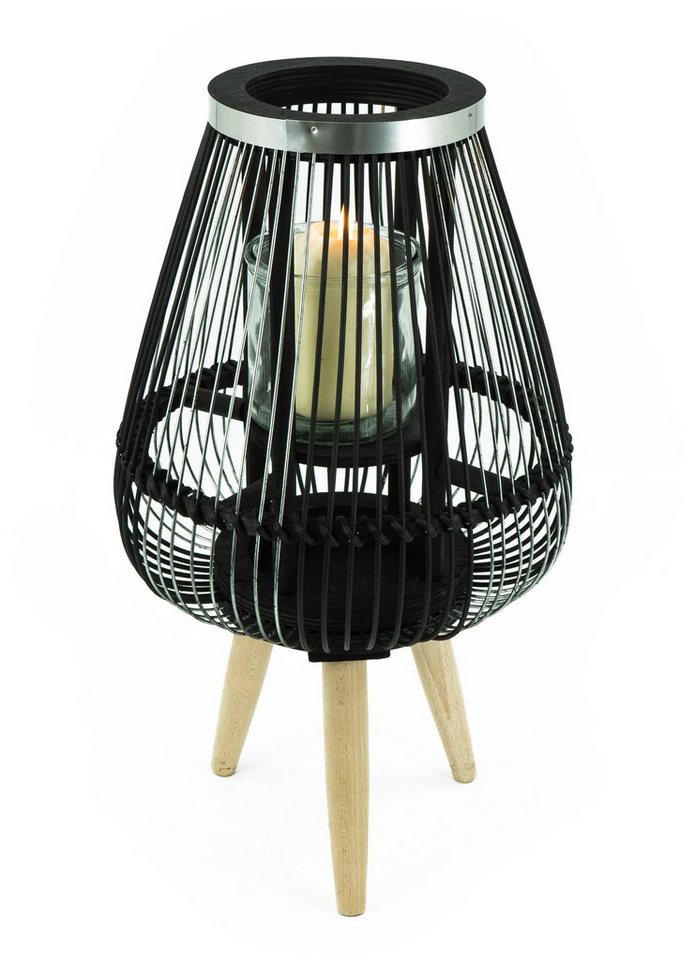 NOOR LIVING Windlicht (1 St), Design-Windlicht S, Bambus, schwarz,