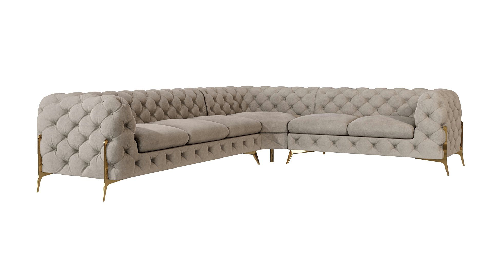 S-Style Möbel Ecksofa Ashley, Chesterfield mit Goldenen Metall Füßen, mit W günstig online kaufen