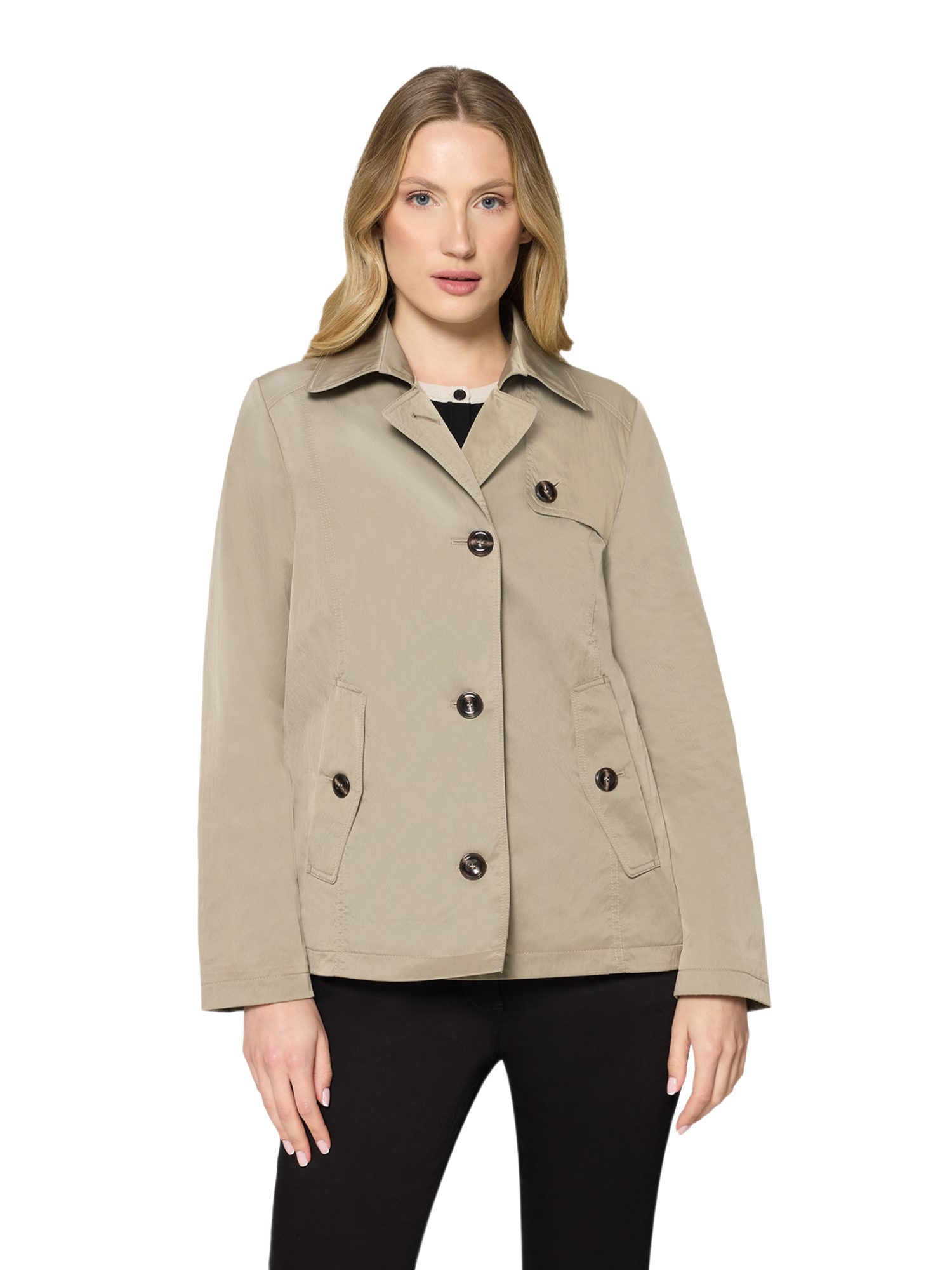 Betty Barclay Kurzjacke natur,Casual,Polyester,Unifarben,Umlegekragen,Lang,Loose Fit