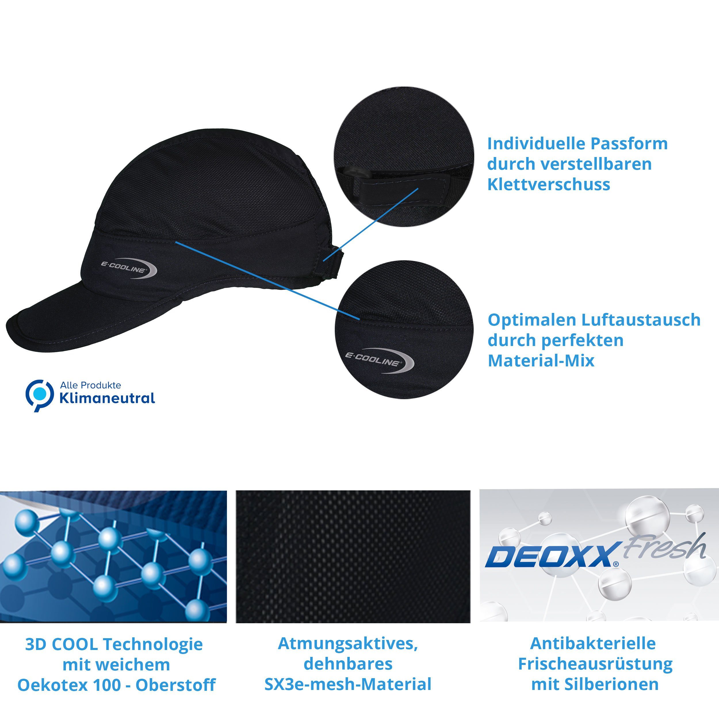 E.COOLINE durch - Klimaanlage Kühlung Wasser Baseball Anziehen Cap - light Aktivierung kühlendes zum Basecap mit