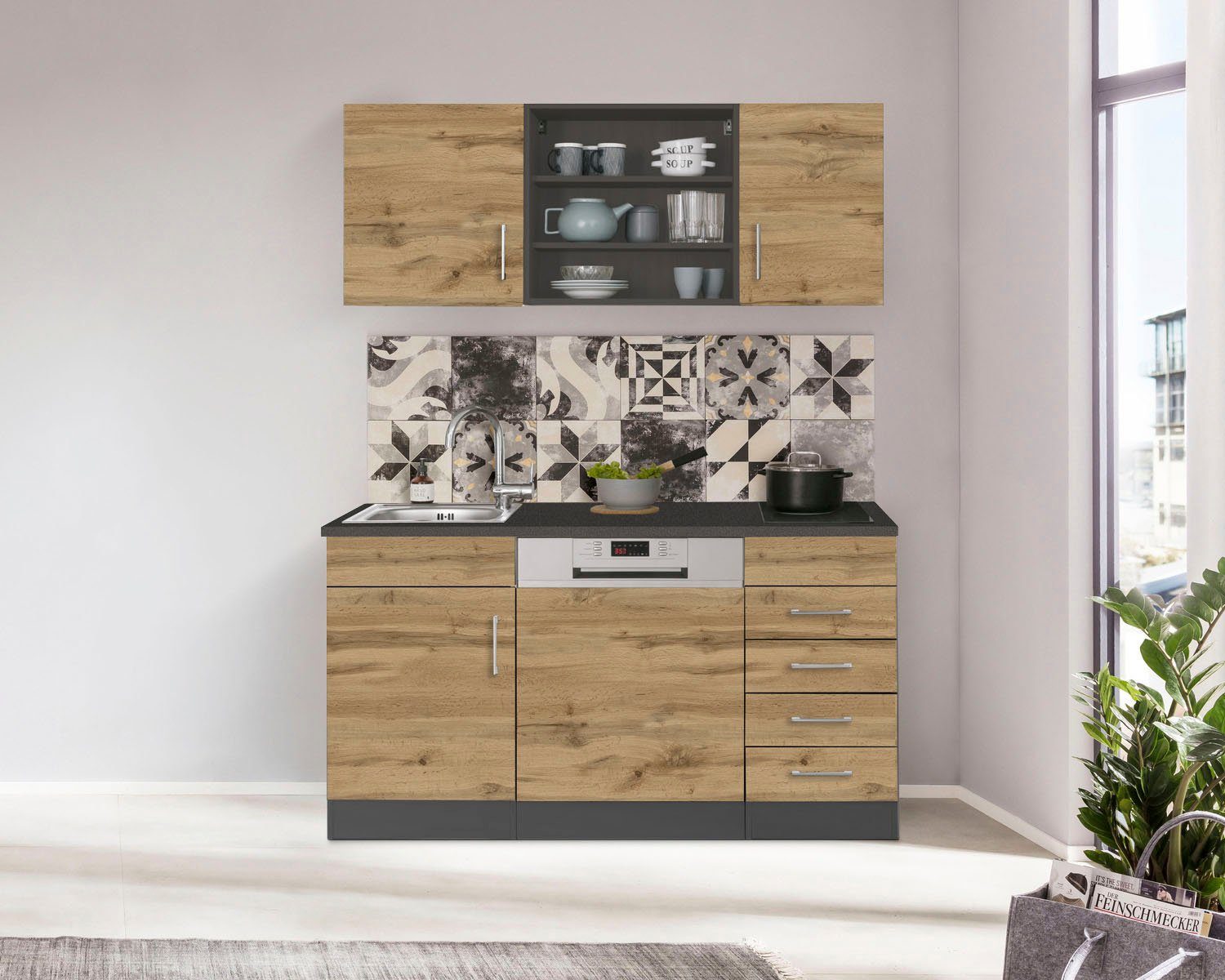 KOCHSTATION Pantryküche KS-Mali, Breite 150 cm, mit E-Geräten günstig online kaufen