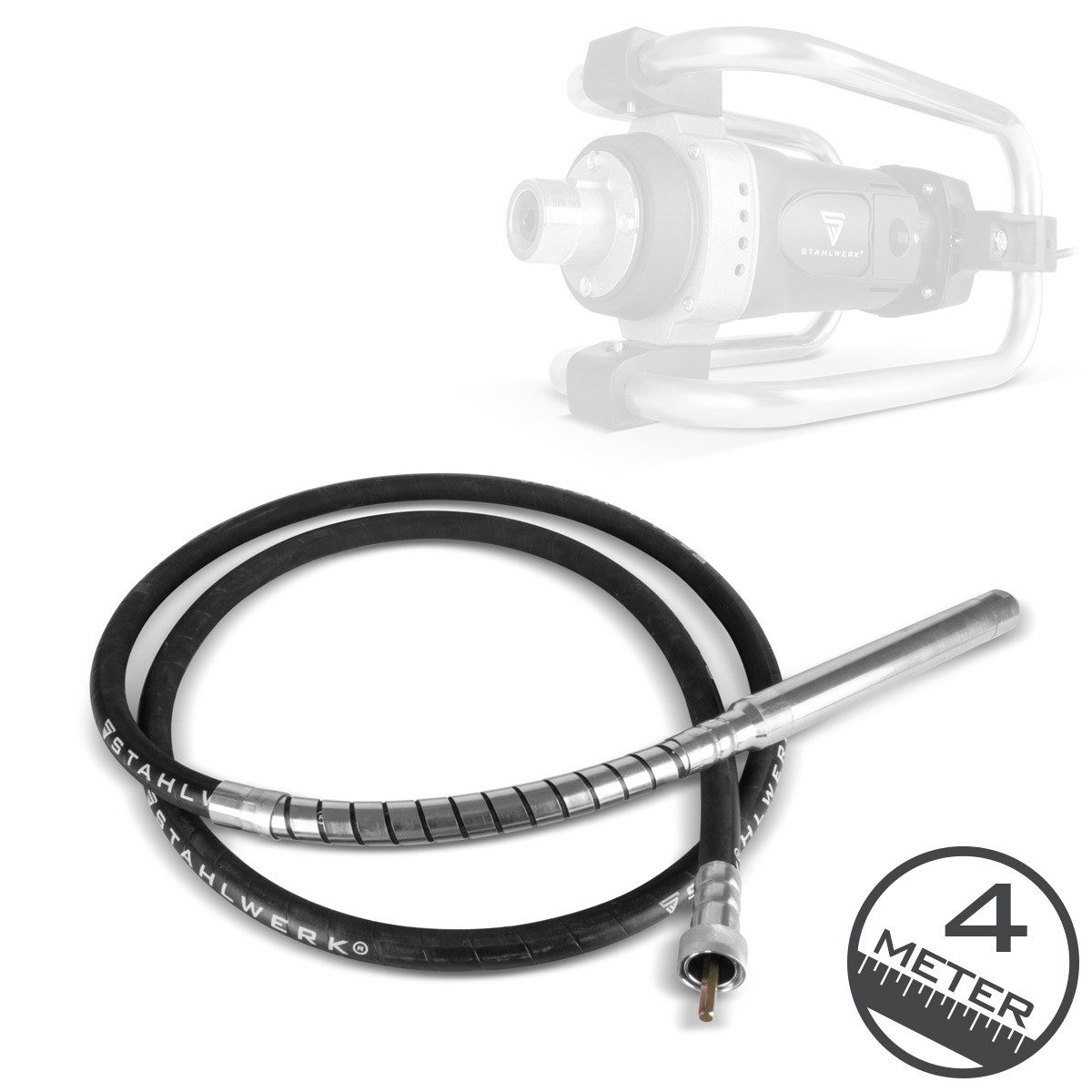 STAHLWERK Rührstab Rüttelflasche Ø 45 mm 400cm Schlauchlänge Innenrüttler Betonrüttler, L: 400 cm