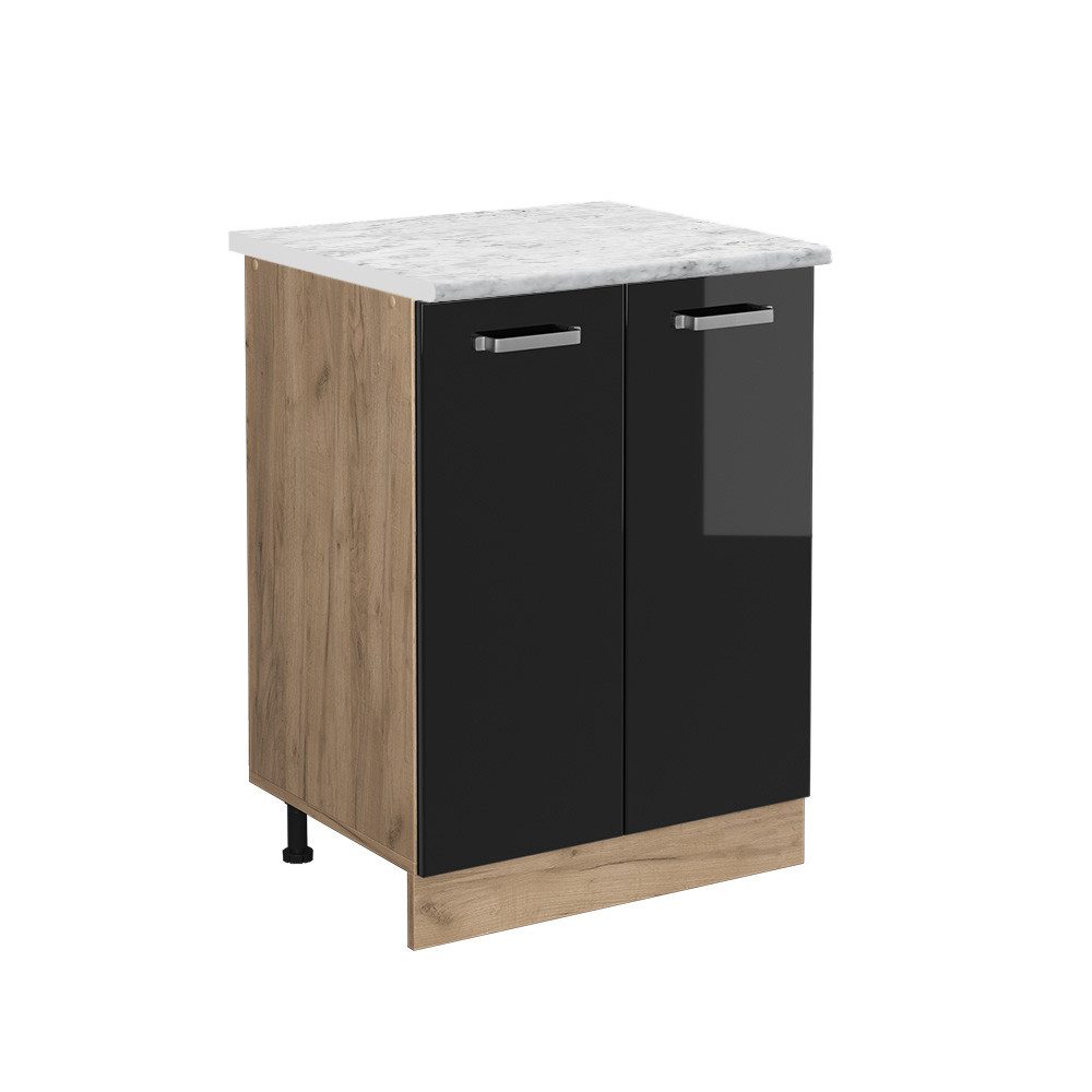 Vicco Unterschrank R-Line, Schwarz Hochglanz/Goldkraft Eiche, günstig online kaufen