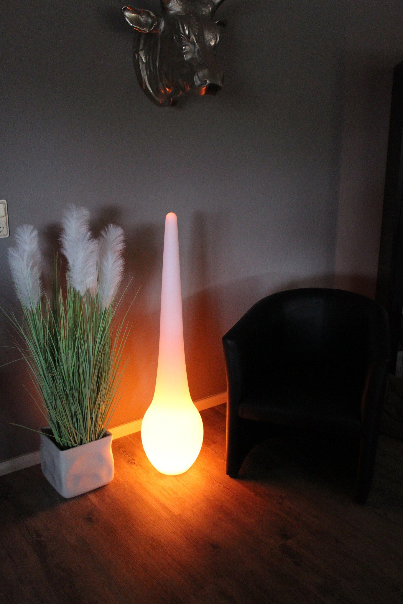 Arnusa LED Stehlampe Akku Dekoleuchte 115x28 cm Farbwechsel kabellos mit Fe günstig online kaufen