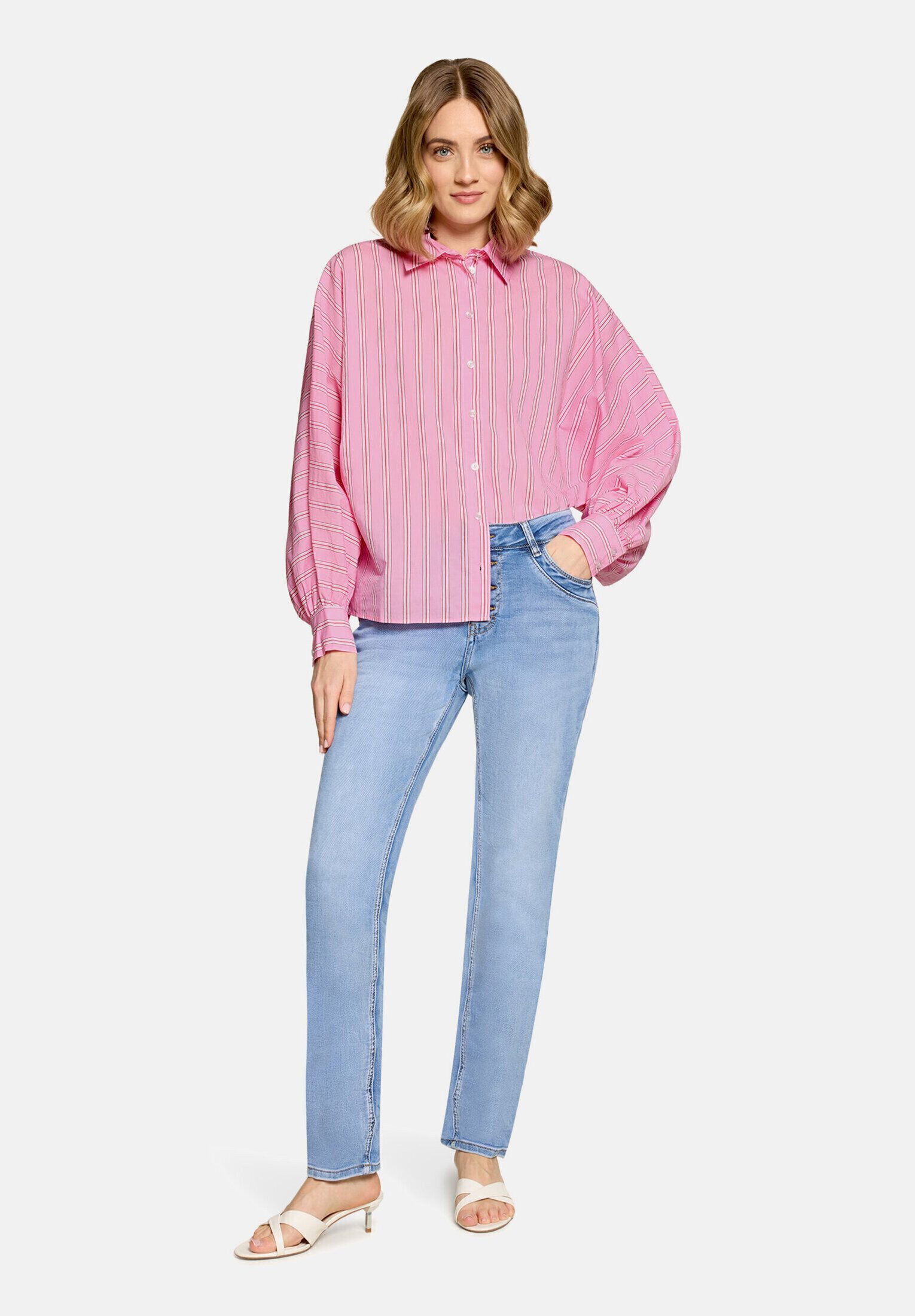 Cartoon Schlupfbluse Damen mit Streifen