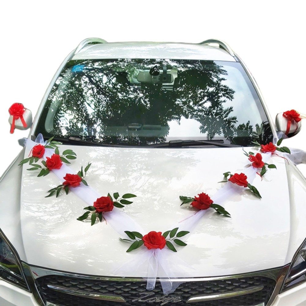 Kunstblume Autoschmuck Hochzeit,Hochzeitsauto Dekorationsset,Wedding Girlan günstig online kaufen