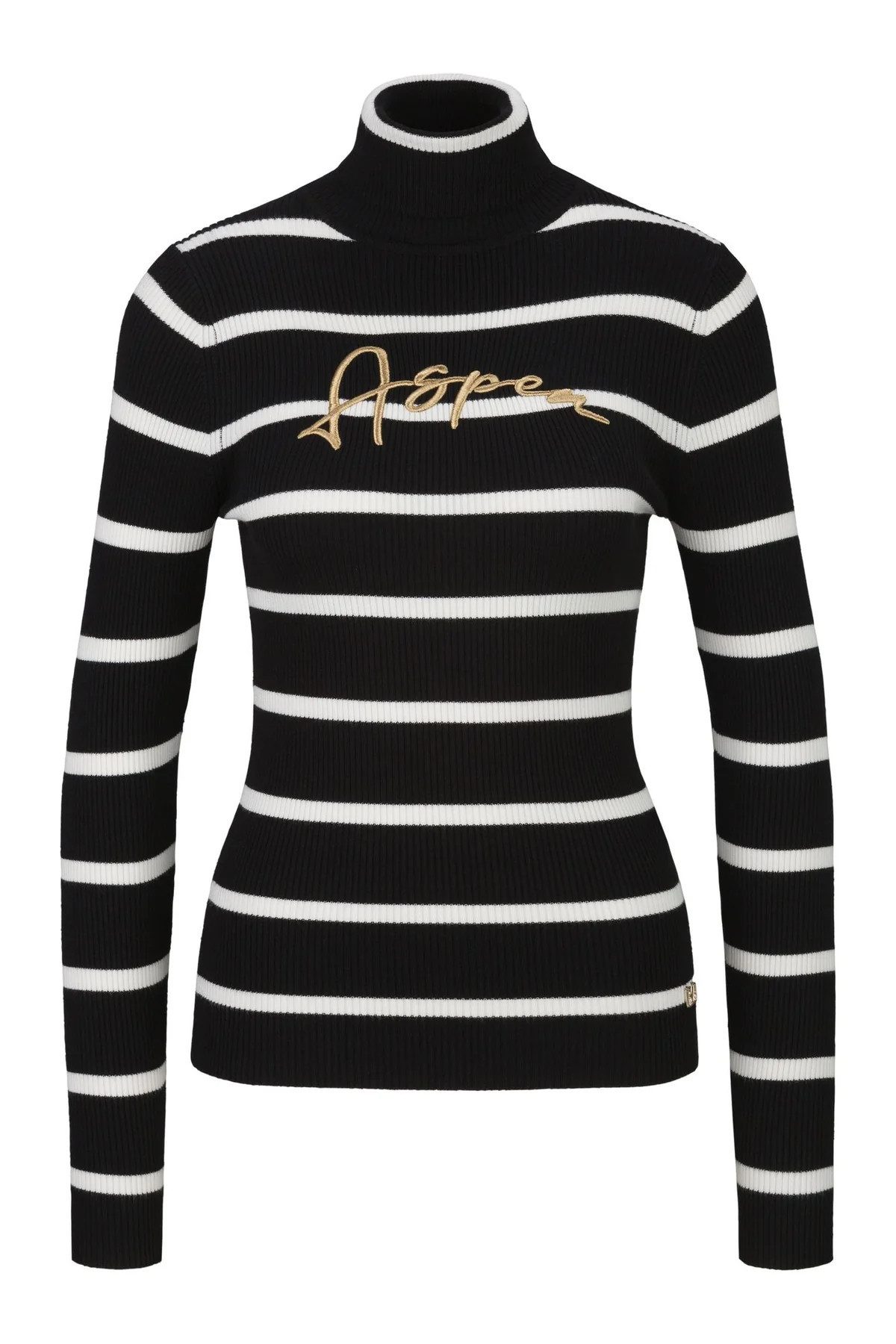 19V69 ITALIA Rollkragenpullover - Eleganter Viskosestrickpullover mit Streifenstruktur für Damen