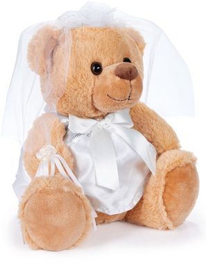 BRUBAKER Kuscheltier Teddybär Braut im Hochzeitskleid weiß (1-St., Hochzeitsgeschenk Kuscheltier), 25 cm Teddy Geschenk für Hochzeit und Verlobung