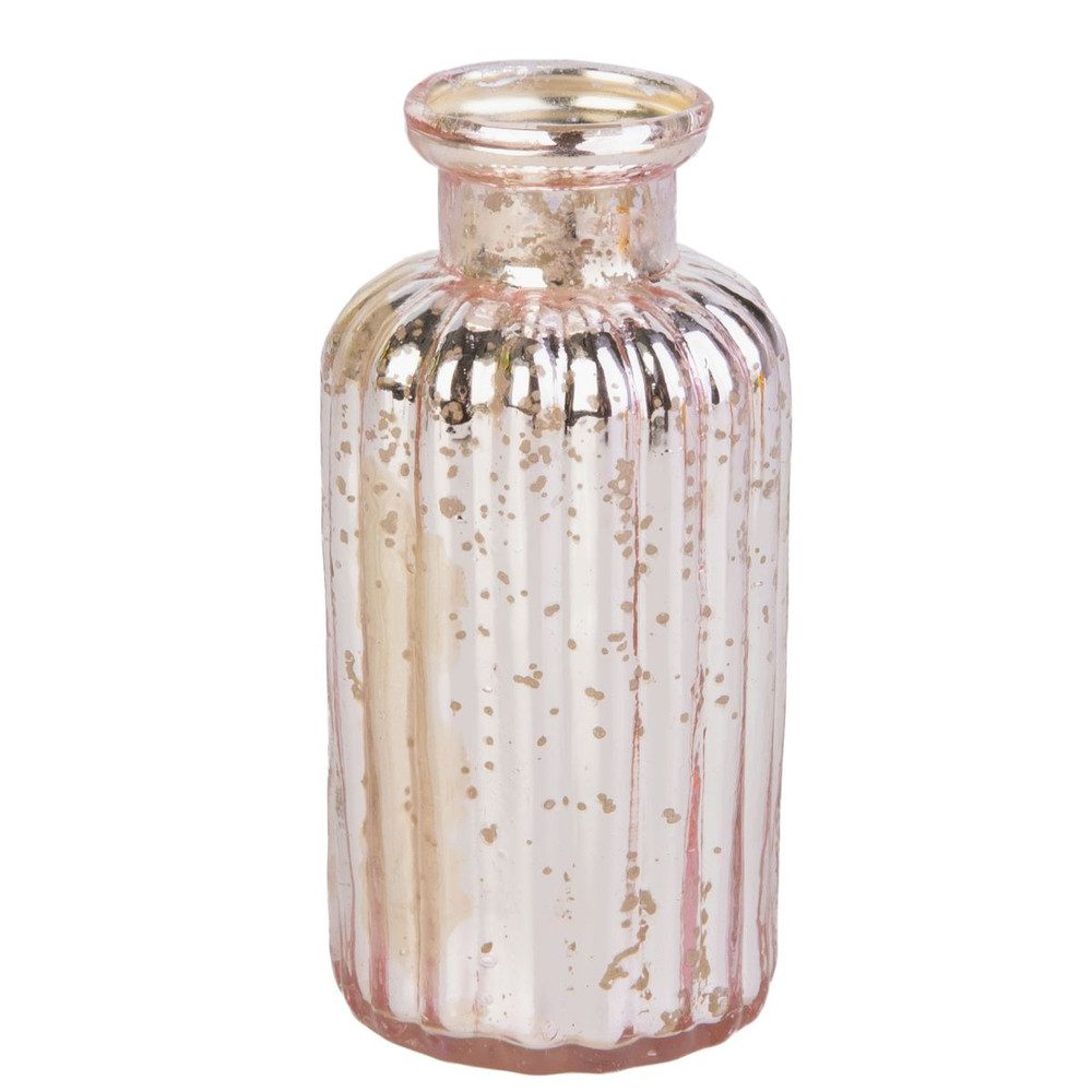 Dekovase Vase Flasche rose/silber - ca. 5 x 11 cm
