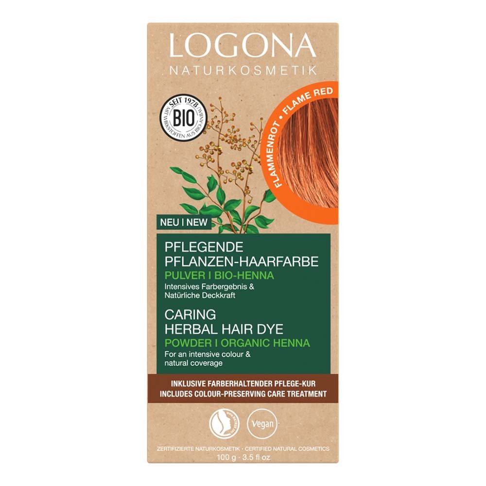 LOGONA Haarfarbe Pflegende Pflanzen-Haarfarbe Pulver - Flammenrot 100g