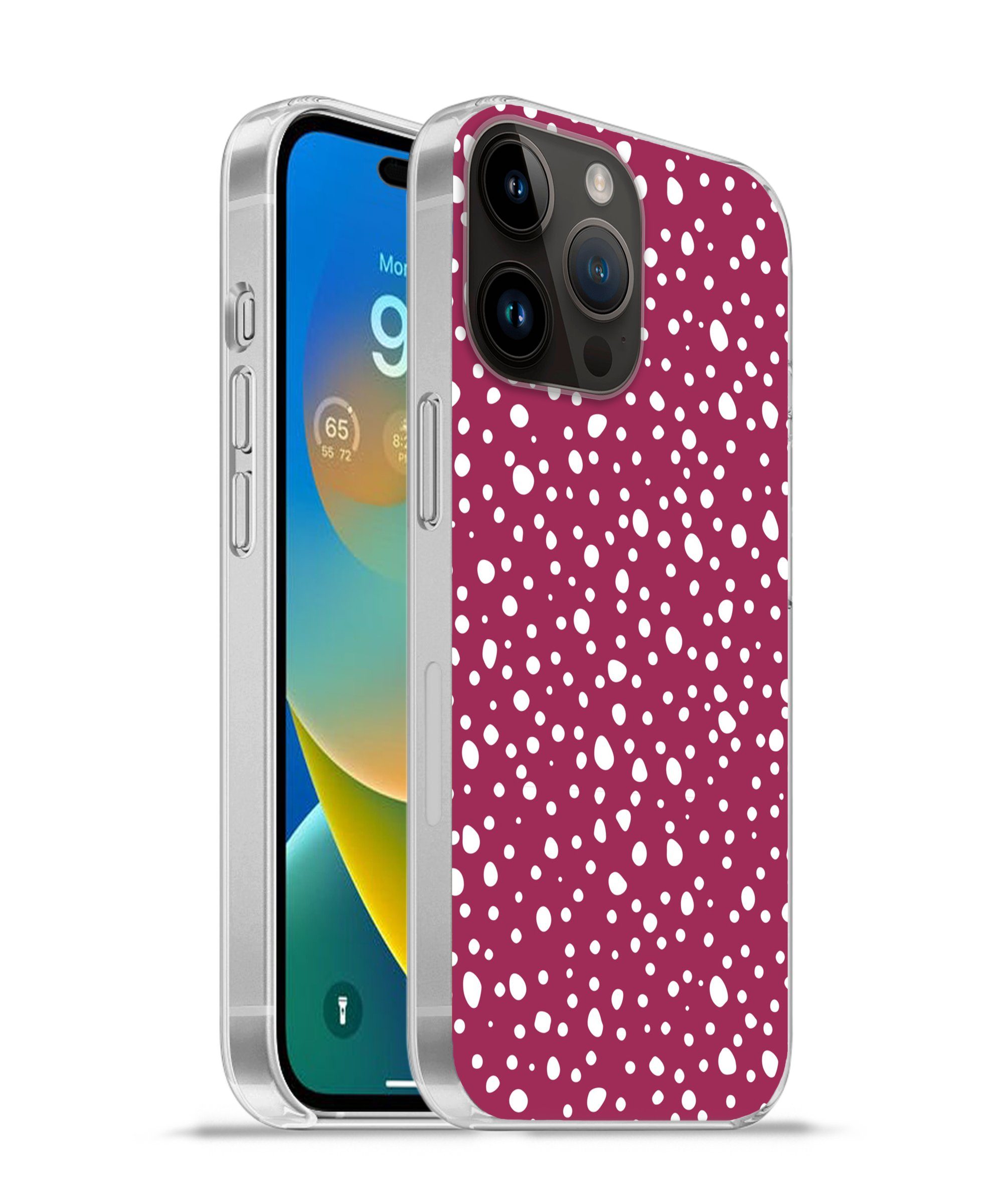 MuchoWow Handyhülle für Apple iPhone 14 Pro Max Tupfen - Rot - Weiß, Smartphone-Bumper, Print, Handy Schutzhülle Dünn