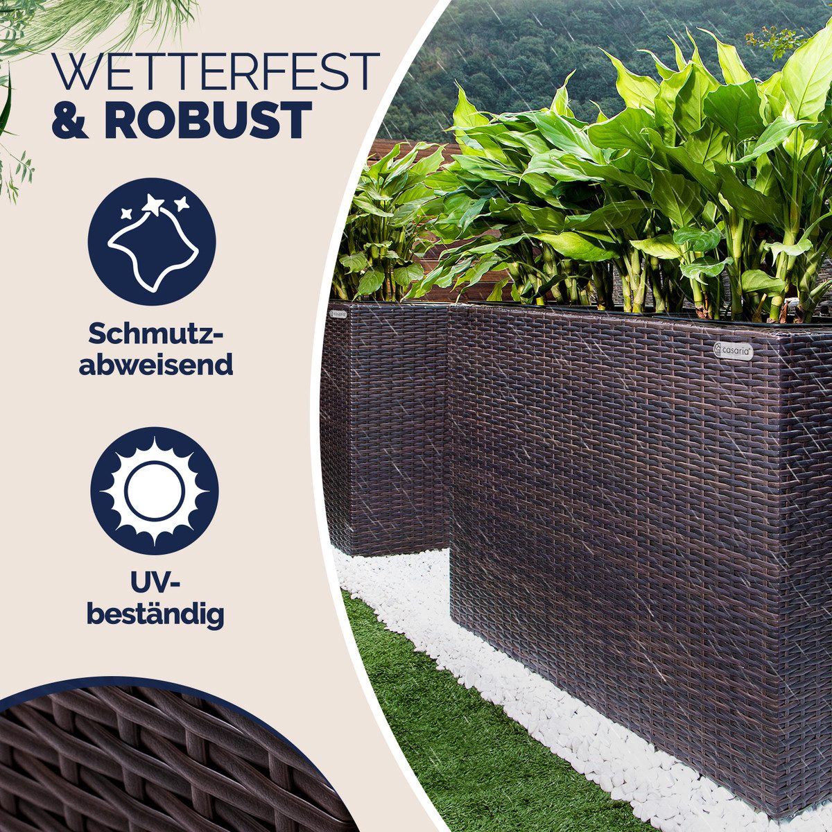 Casaria Pflanzkübel, 4 Innentöpfe Herausnehmbar Polyrattan günstig online kaufen