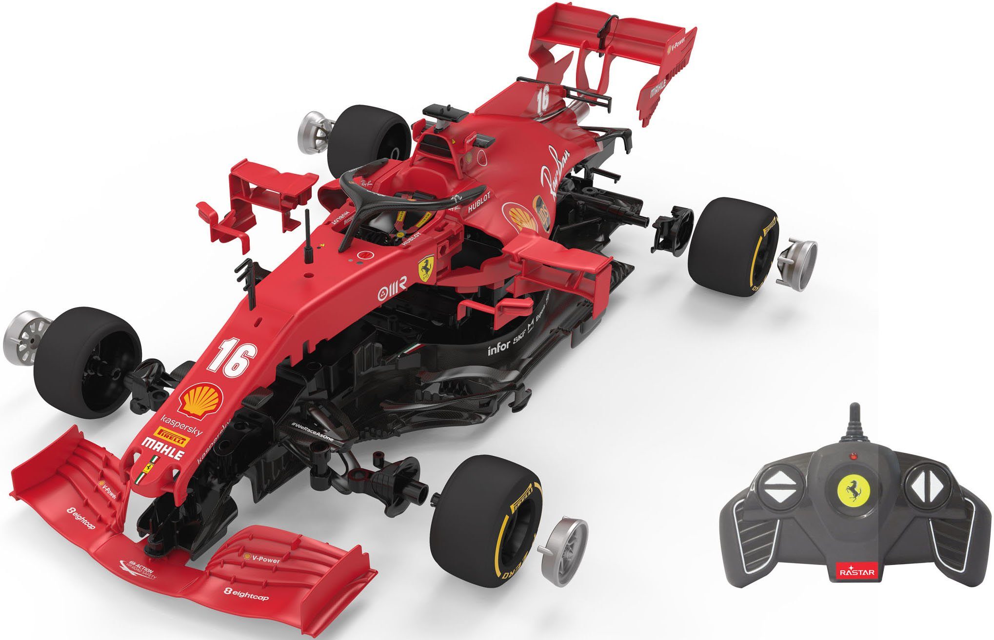 Jamara Modellbausatz RC-Auto Ferrari SF 1000 1:16 rot 2,4GHz, Maßstab 1:16,  off. lizensiertes Deluxe Car Modell von Jamara