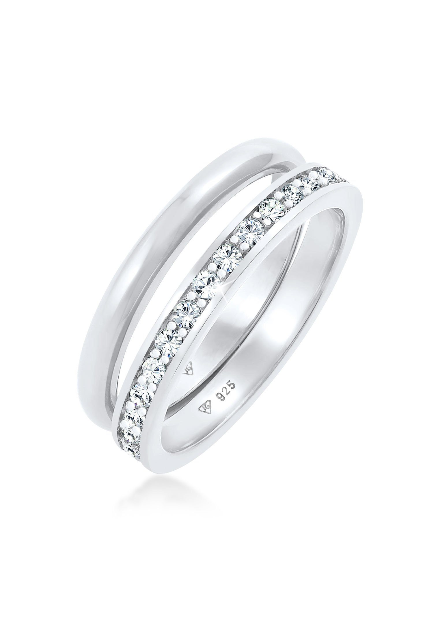 Elli Solitärring Kristalle Memoire Bandring Basic (2 tlg) 925 Sterling Silb günstig online kaufen