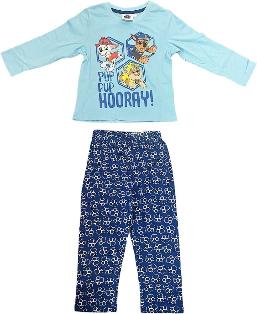 PAW PATROL Pyjama PAW PATROL langer Kinder Schlafanzug Gr. 98 104 110 116 128 Hellblau