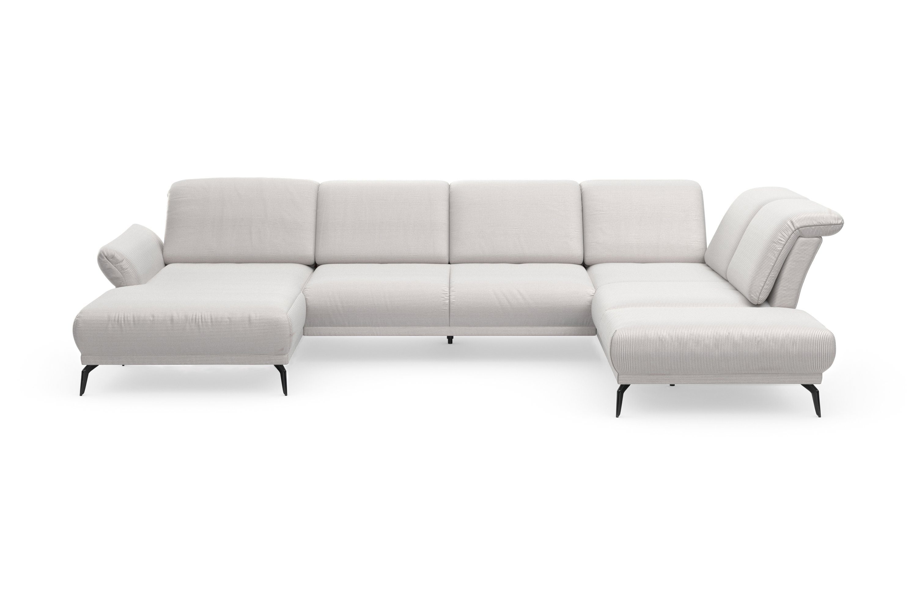 sit&more Wohnlandschaft Coco U-Form, Sitztiefen-, Arm- und Kopfteilverstellung, Cord-Bezug, Fußhöhe 15 cm