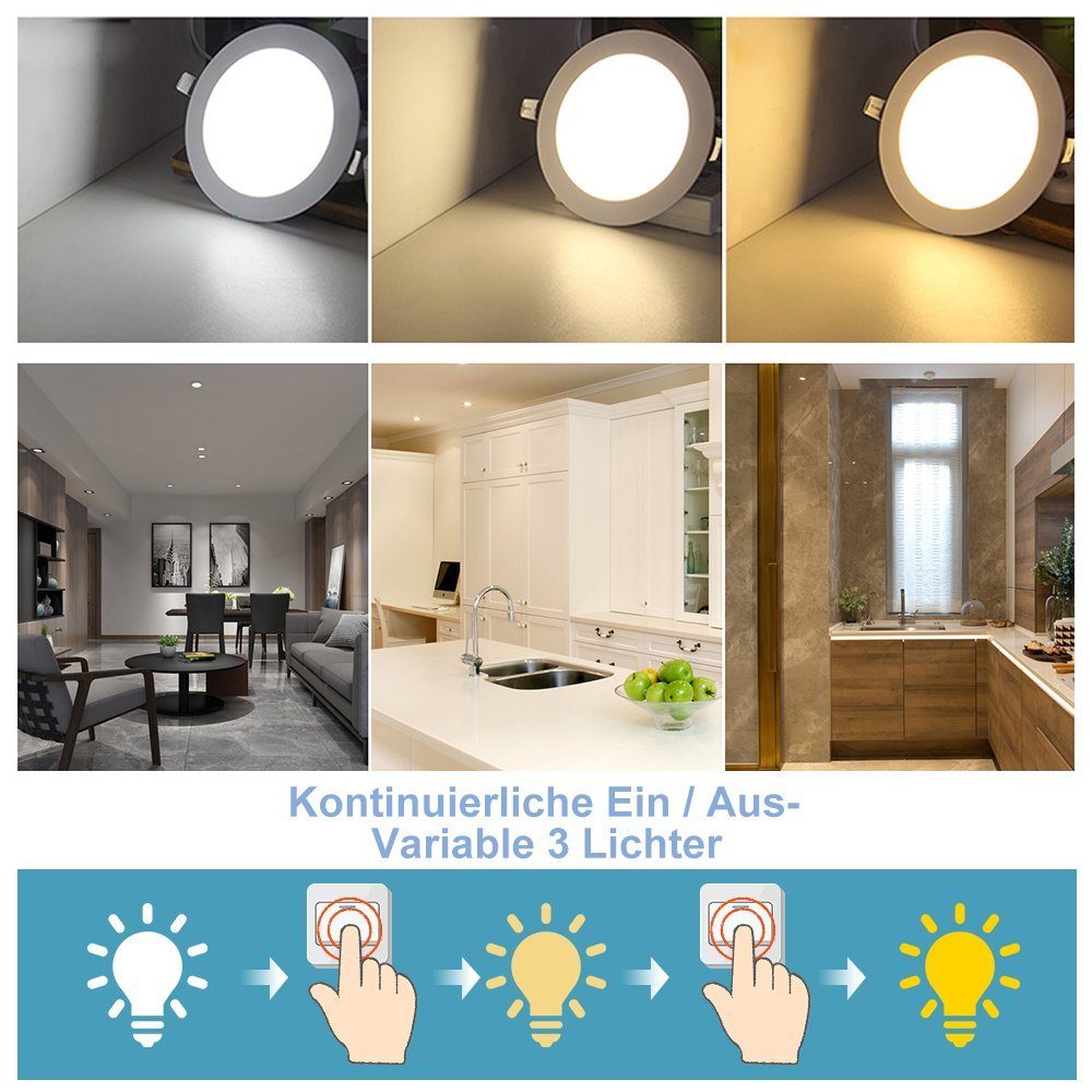 1 3W Rund Einbauleuchte 20er Farbwechsel in Lospitch Einbaustrahler 3 Deckenleuchte LED LED