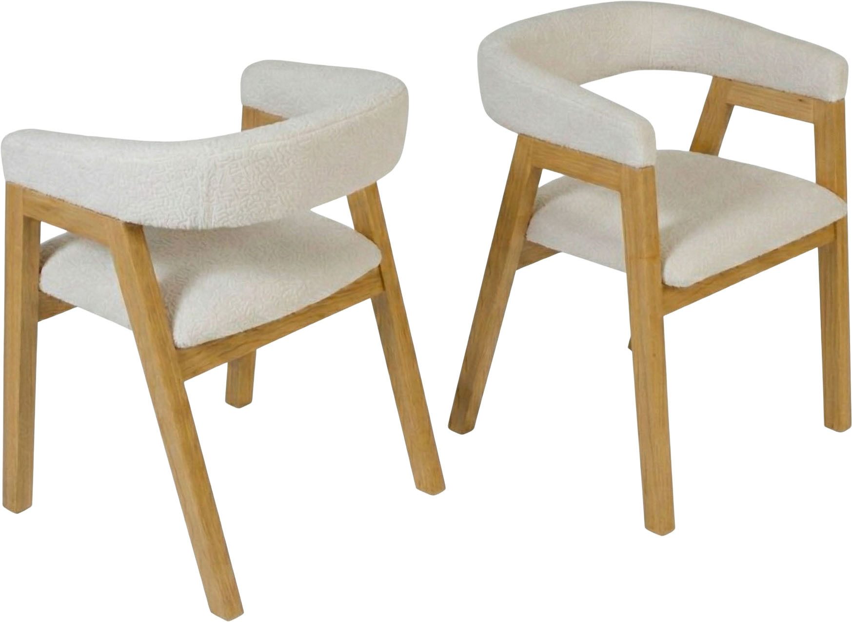 Jahnke Armlehnstuhl BOW SIT DUO (Set), Esszimmerstuhl (2er Set), Massivholz, Boucle-Stoff,bis 110kg belastbar