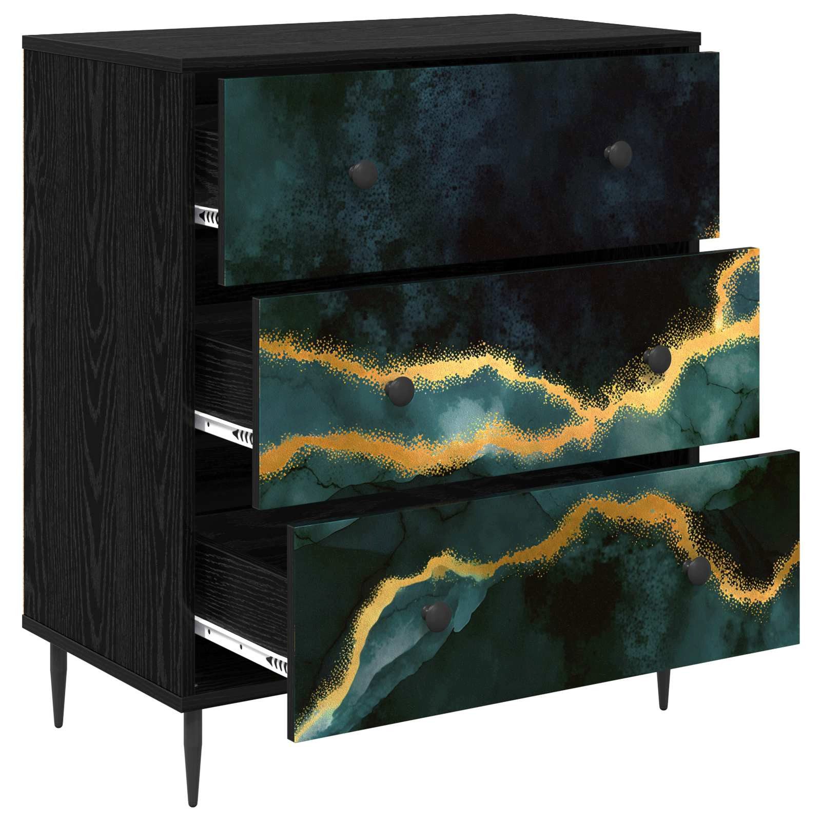 vidaXL Kommode 66 x 36,5 x 76 cm Kommode Schubladenschrank Sideboard WIJHE Türkis mar