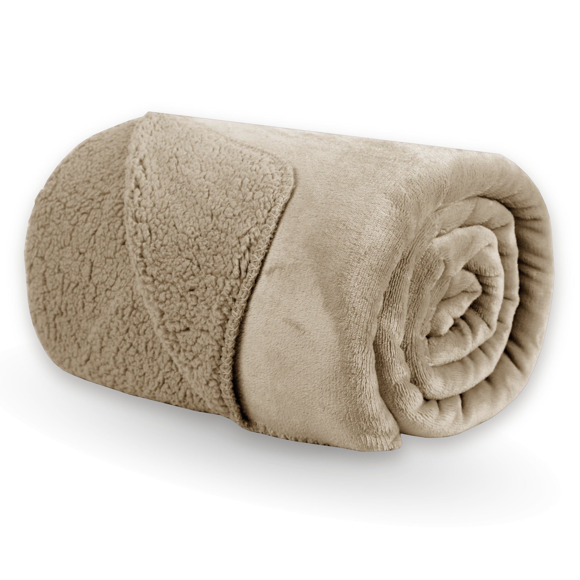 Wohndecke "Teddy Fleece" Wendedecke mit 2 Seiten, Bestlivings, 150x200cm, weiches Flanell, flauschiges Sherpa-Fleece, dichter Stoff