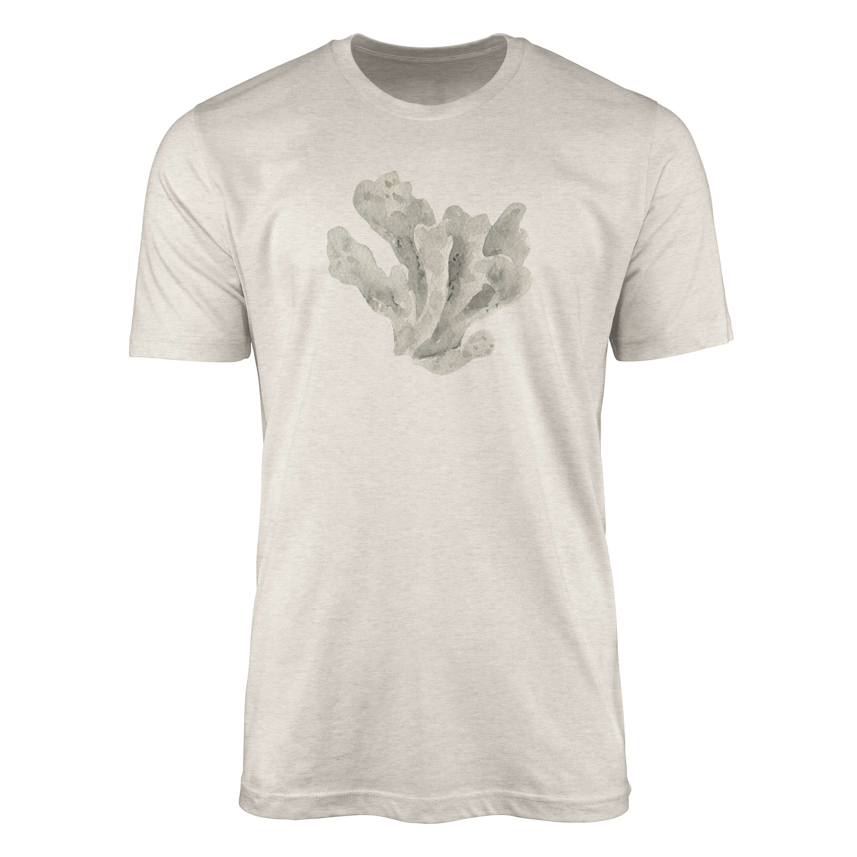 Sinus Art T-Shirt Herren Shirt 100% gekämmte Bio-Baumwolle T-Shirt Koralle Wasserfarben Motiv Nachhaltig Ökomode aus (1-tlg)