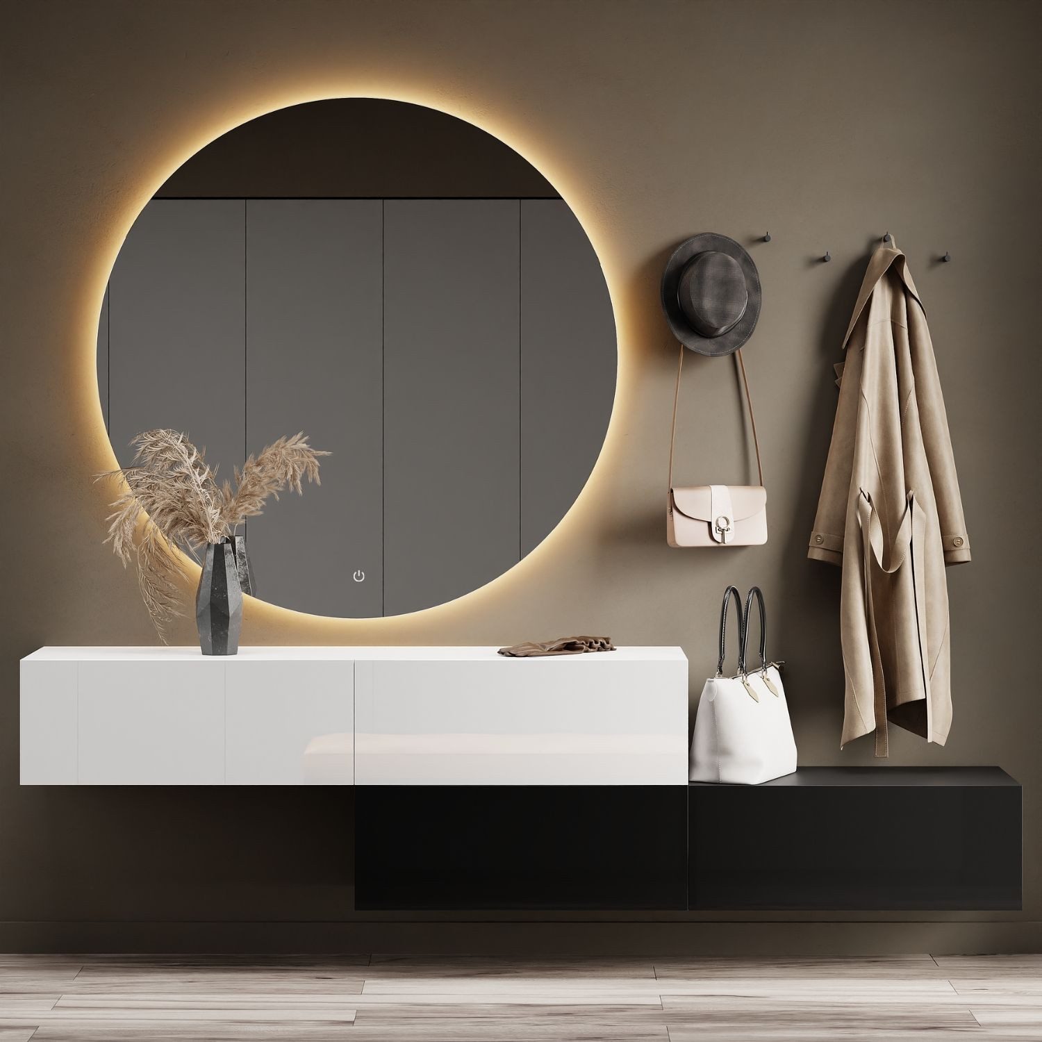 Planetmöbel Garderobenschrank Kompaktgarderobe Wandschrank 320 cm (schmaler Flurschrank mit Stauraum, 2-St., Flurgarderobe mit Soft-Open Funktion) Flurkommode vielseitig kombinierbar, 2x 160 cm