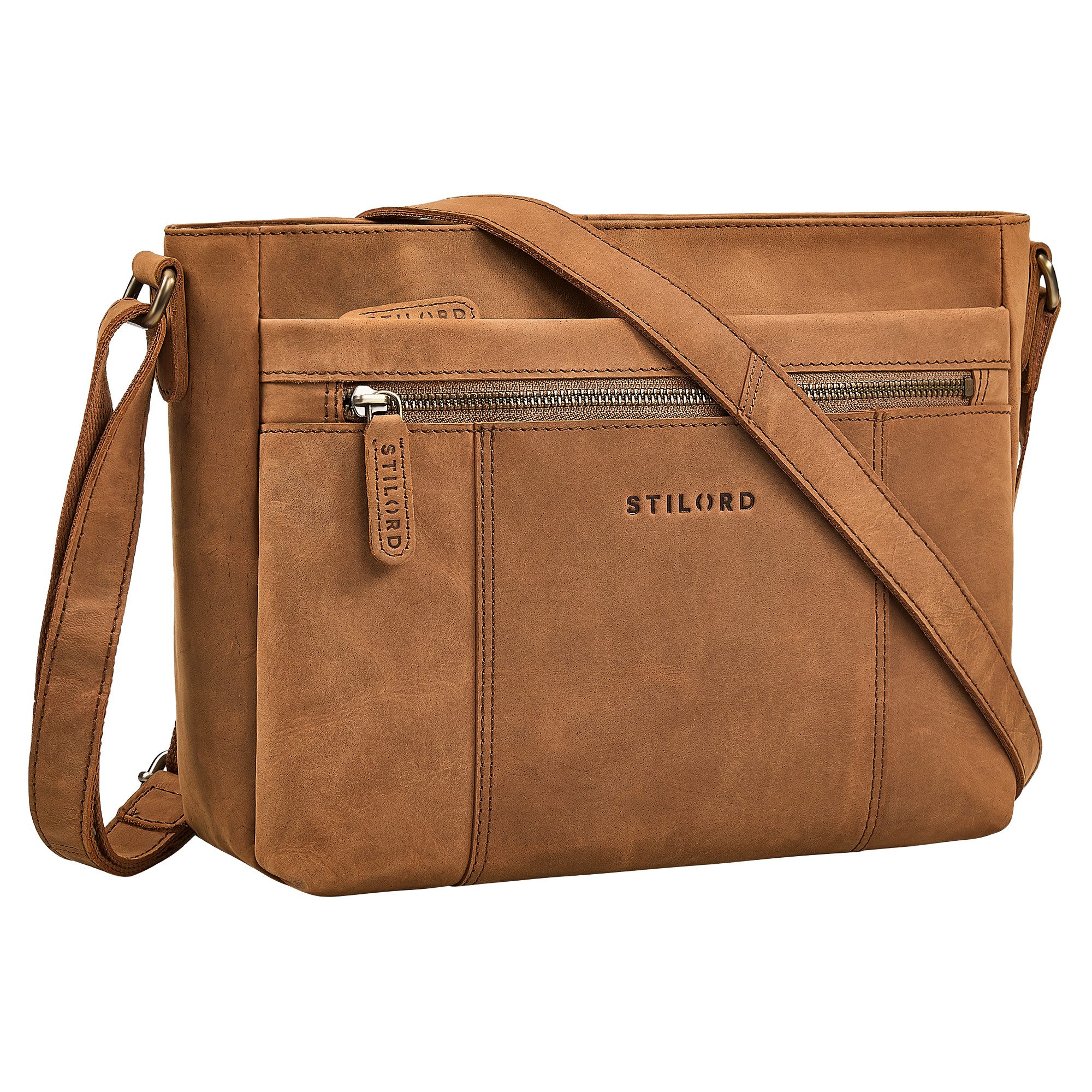 STILORD Handtasche "Bianca" Mittelgroße Damen Ledertasche mit Reißverschluss