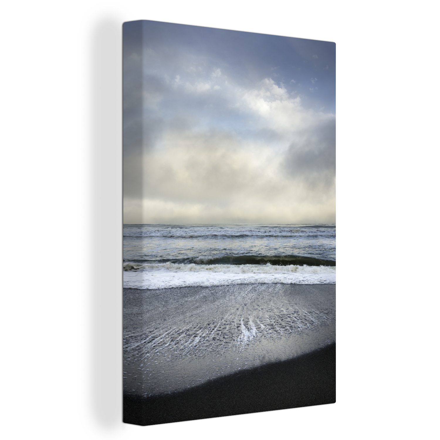 OneMillionCanvasses® Leinwandbild St), Gemälde, Kalifornien, (1 bespannt Zackenaufhänger, inkl. Amerikanischer fertig 20x30 Leinwandbild Strand in cm