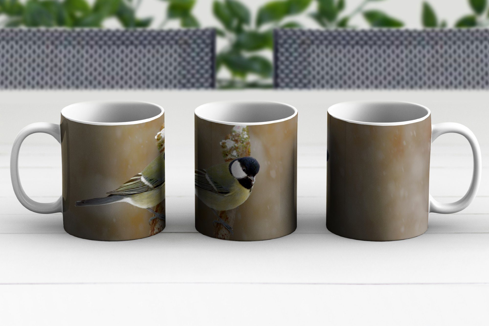 Kaffeetassen, im Große Teetasse, MuchoWow Keramik, Teetasse, Geschenk Meise Becher, Tasse Schnee,