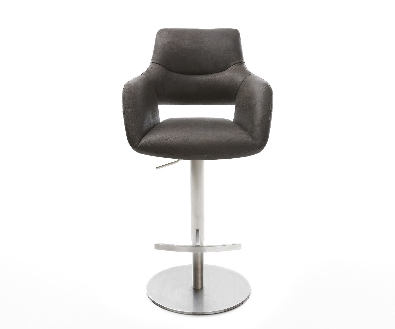 DELIFE Barhocker Yago-Flex, Drehfuß höhenverstellbar Edelstahl Mikrofaser Anthrazit Vintage drehba