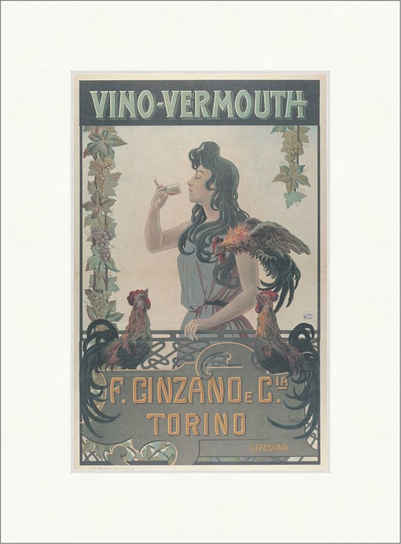 Kunstdruck Vino Vermouth Cinzano Torino Wein Getränk Werbung Kunstdruck Plakatwel, (1 St)