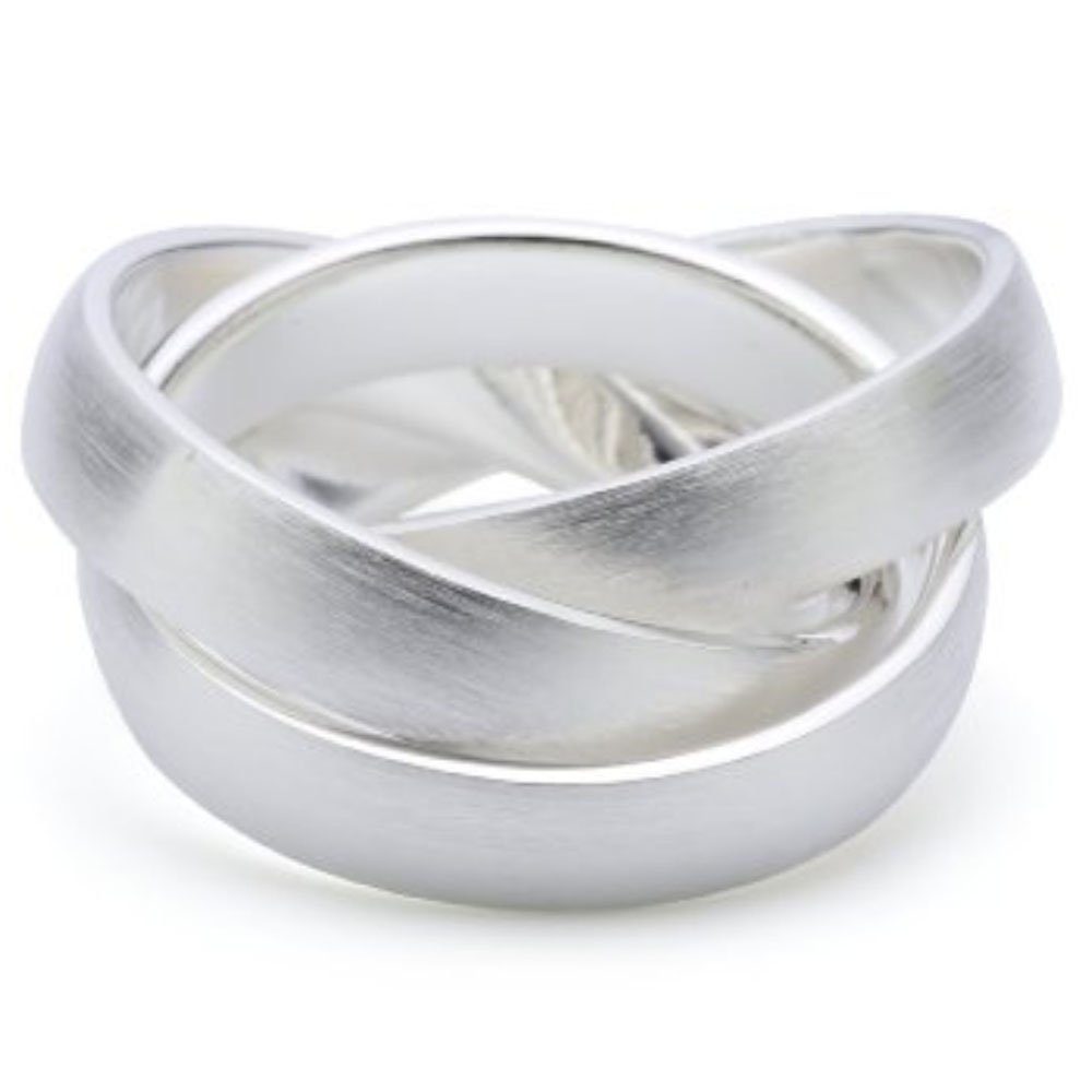 Vinani Silberring, Vinani 3er Ring Wickelring massiv mattiert 3 Ringe  beweglich Unisex Sterling Silber 925 Dreierring R3M