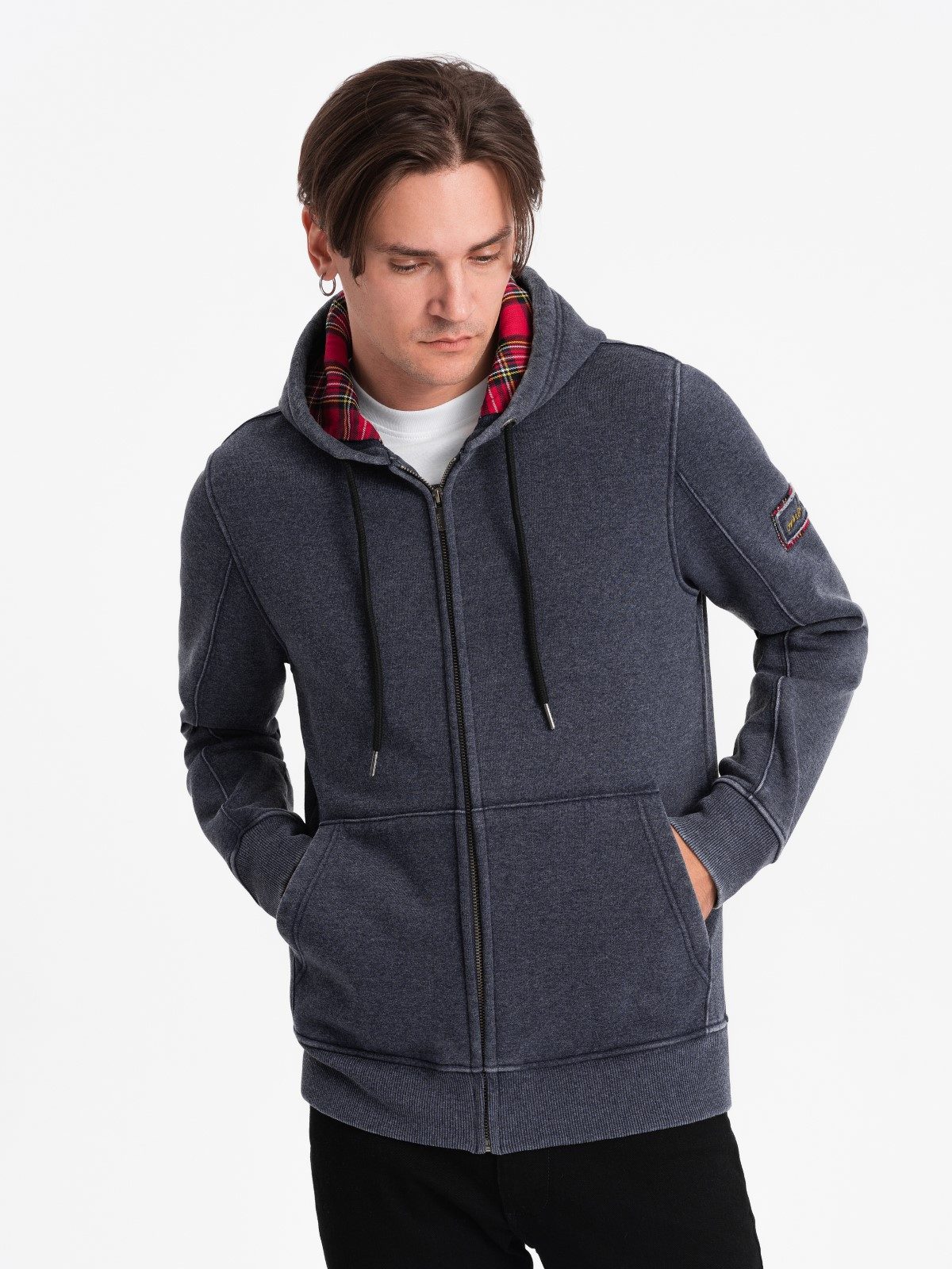 Sweatshirt Herren Sweatshirt mit Kapuze und Wascheffekt