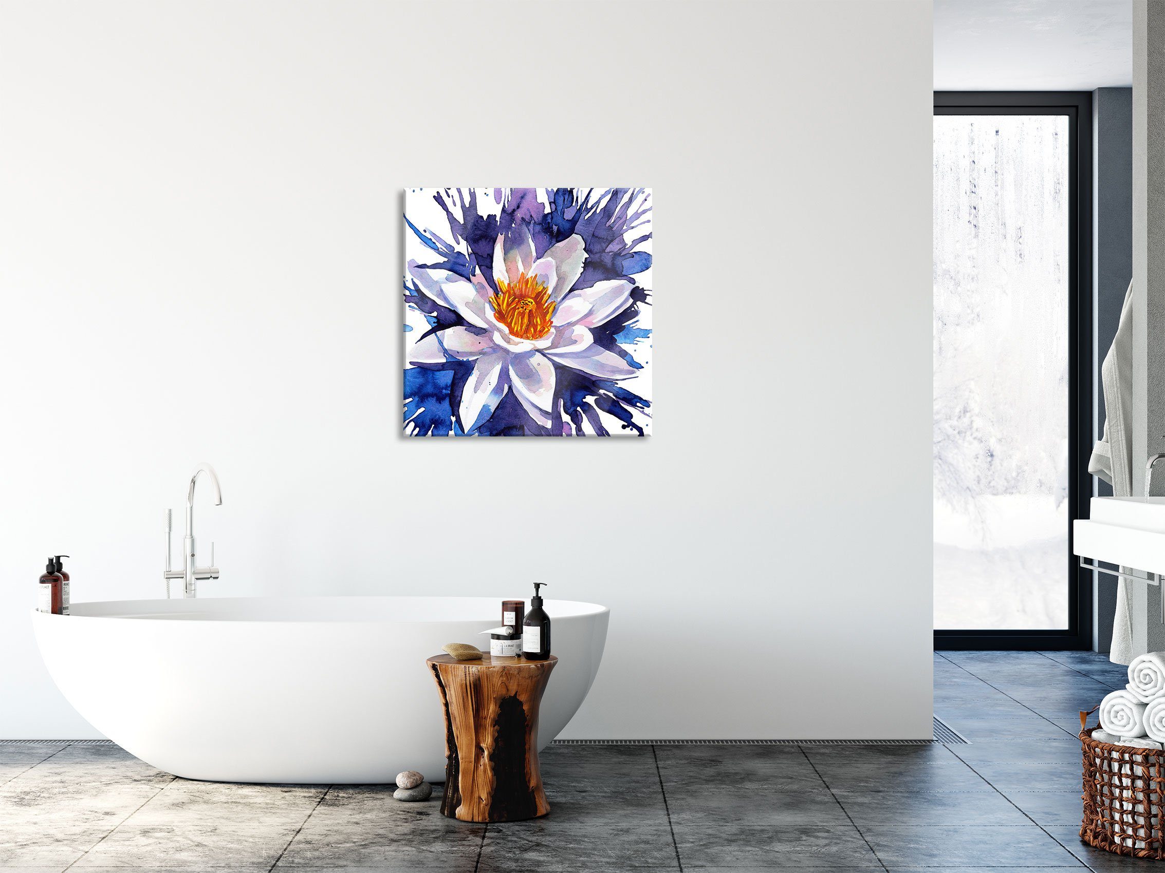(1 Seerose Seerose Echtglas, Gemälde inkl. einer aus Kunst, Pixxprint einer Glasbild Glasbild Abstandshalter St), Gemälde Aufhängungen und Kunst