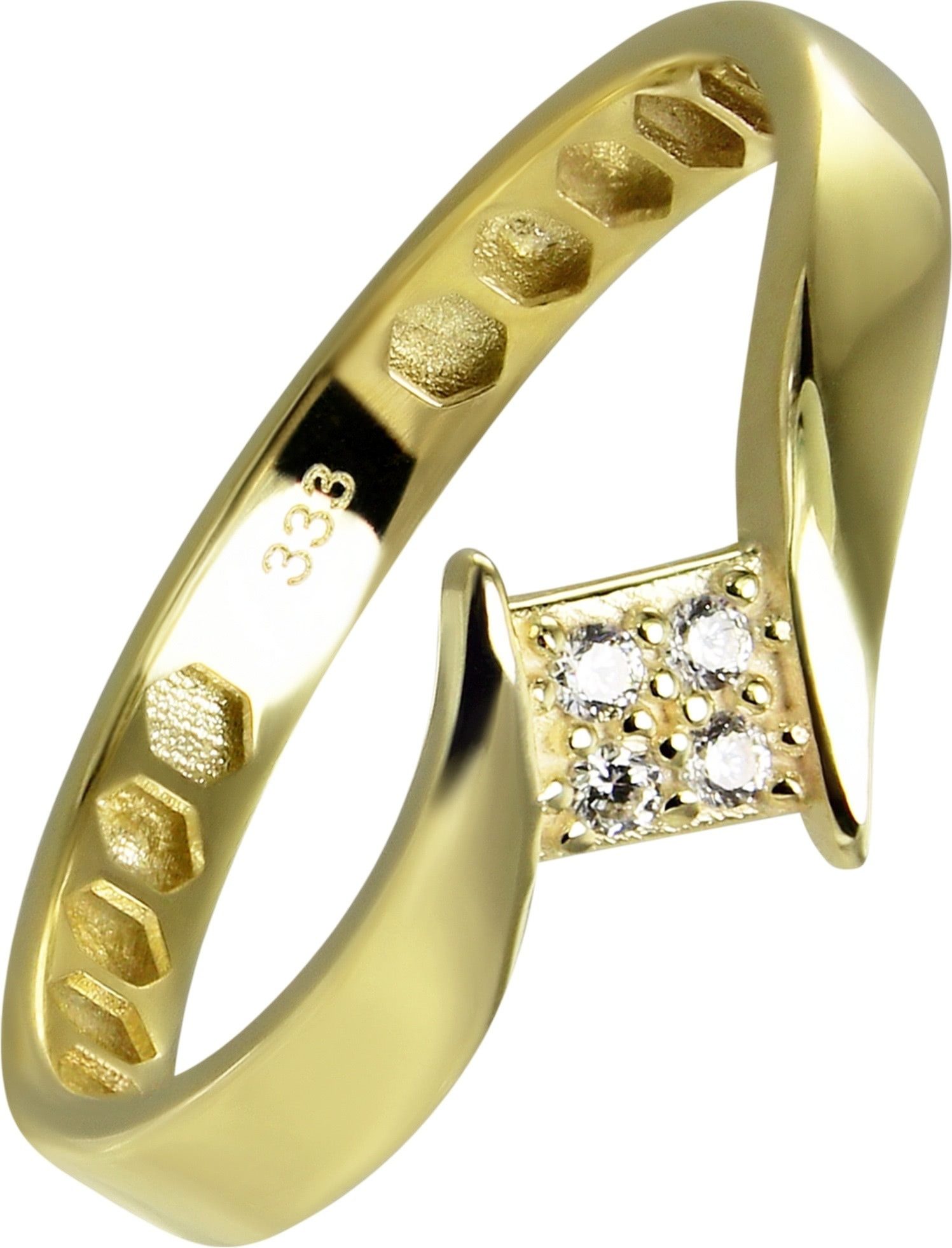 Balia Goldring Balia Damen Ring aus 333 Gelbgold (Fingerring), Damen Ring Viereck gold, 54 (17,2), Gold 333, Farbe: weiß, gold